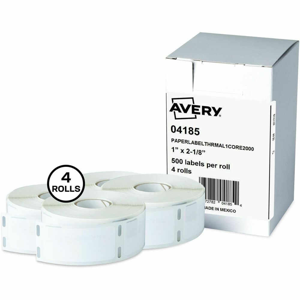 Avery® Direct Thermal Multipurpose Labels - 1" Height x 2 1/8" Width - Permanent Adhesive - Rectangle - Thermal - Bright White - Paper - Water Resistant - Permanent Adhesive, Scratch Resistant, Smudge Resistant, Grease Resistant, BPA Free, Stick & Sta