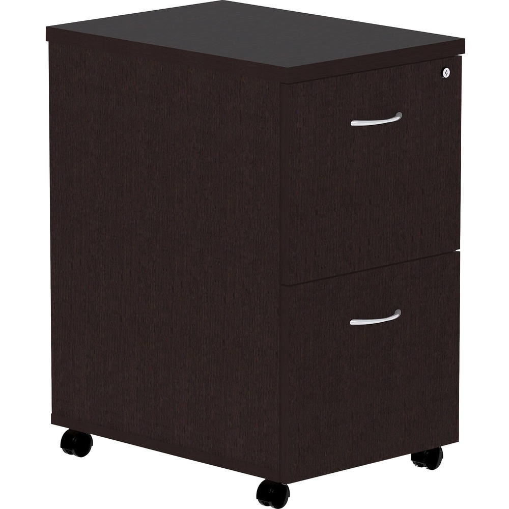 LLR18219 - Mobile pedestal offers a file/file configuration and high-quality laminate construction that blends well with Lorell Essentials Series Laminate Furniture. The Essentials Series offers high-quality laminate construction and a contemporary design. Each file drawer includes hangrails and holds letter-size and legal-size hanging folders. Locking pedestal rolls easily on four 1-1/2" dual-wheel casters. Design also includes 96mm metal drawer pulls with a silver brush finish and 3mm PVC edges.