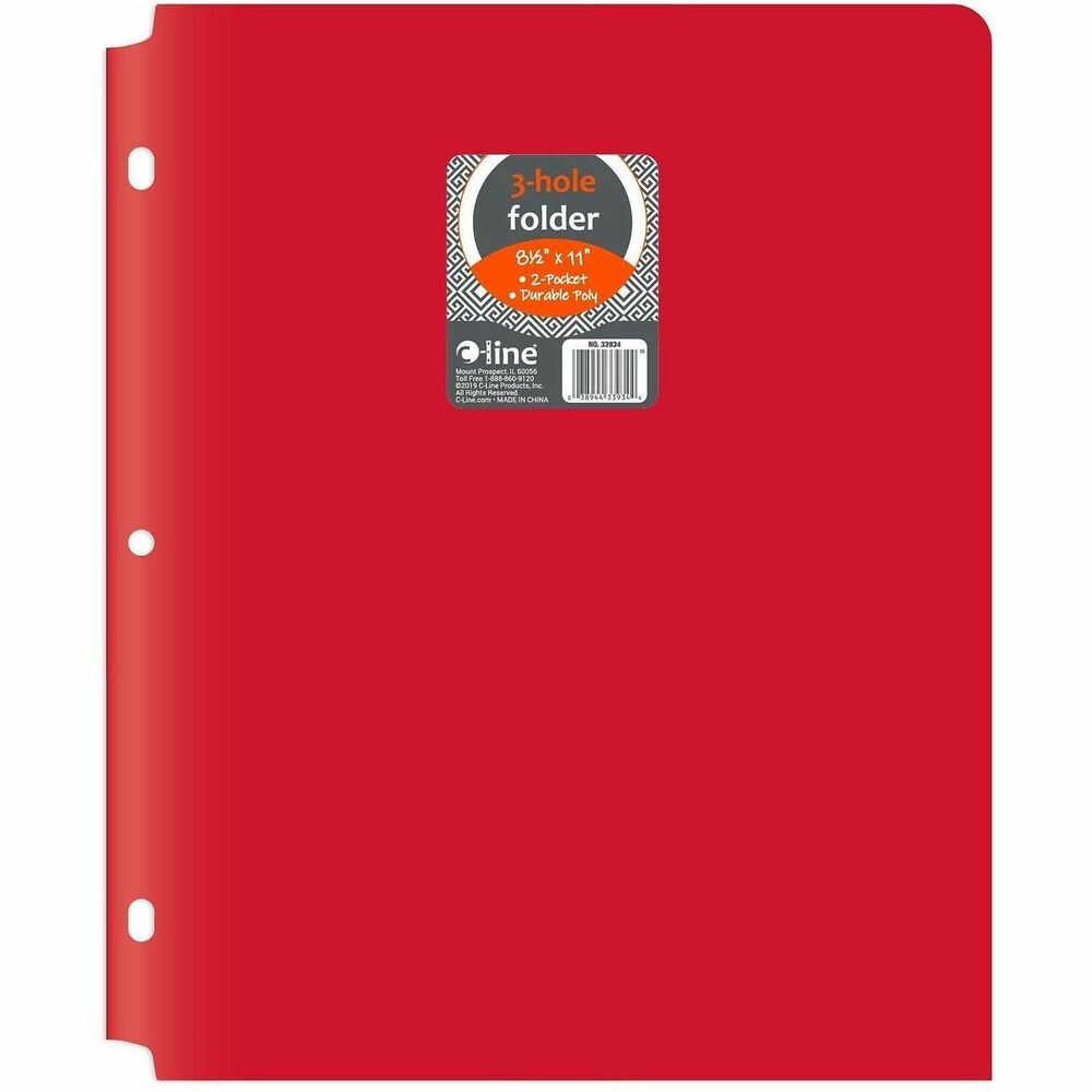 CLI33934 - With the help of this two-pocket folder, your letter-size papers can stay organized while still remaining accessible in your three-ring binder. Heavyweight polypropylene material resists tearing for long-lasting organization. Cutouts at the top and bottom keep it from being caught in your binder's open-close mechanism. Pre-punched edge allows easy organization in your three-ring binder.
