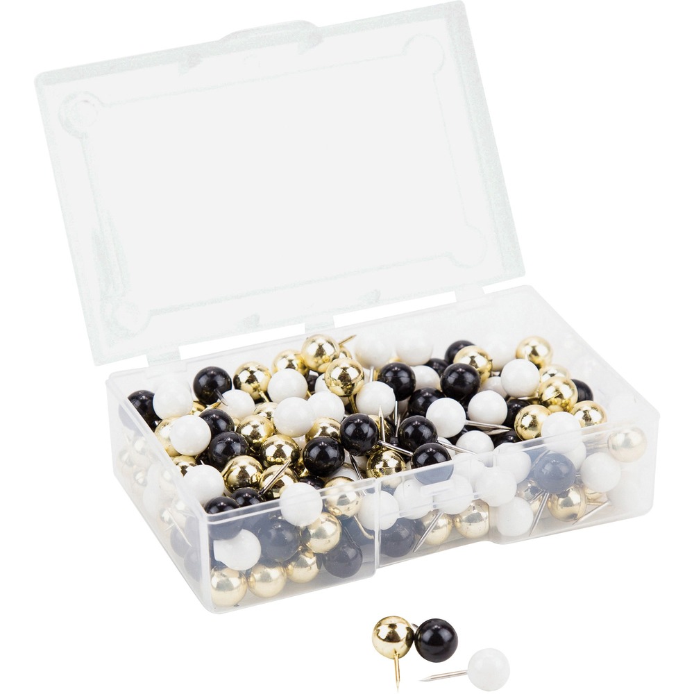 UBR3084U0624 - Sphere Pushpins in black, white and gold provide excellent assistance in pinning your important papers and messages while keeping you organized. Durably constructed pushpins allow you to easily pin your supplies from the sturdy, plastic head without harming your hands by its sharp, steel point. Sharp end easily inserts into tough surfaces such as corkboards, bulletin boards, notice boards, maps and posters. They are ideal for work/home offices, classrooms and dorm rooms. Pushpins are essential for your office supply expectations.