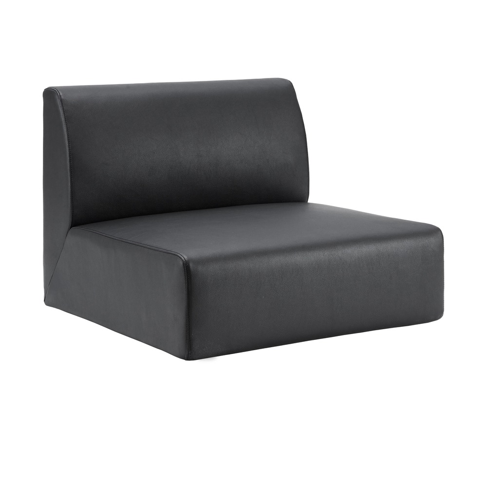 LLR86929 - Single Seat Sofa is part of Lorell's collection of configurable, contemporary reception seating for small touchdown areas or informal meeting rooms. The cushioned sofa's seat and back is upholstered in black polyurethane. It can be used with either of two Lorell Sectional Metal Bases: Single Metal Base or Adjustable Metal Base (both sold separately). Complete your cozy lounge with a Lorell Sofa Seat Cushion, Sofa Armrests and Sectional Tabletop (all sold separately). More from the Manufacturer