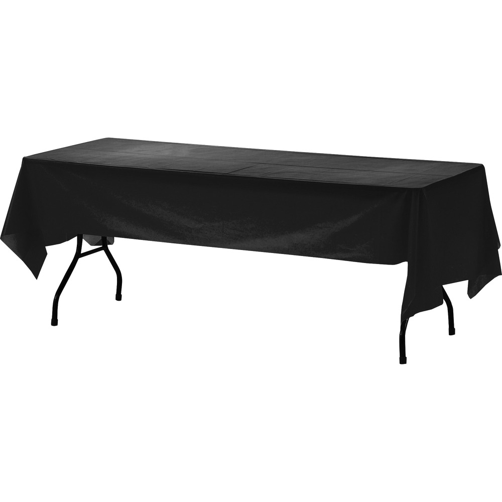 GJO00068 - Present a clean, uniform look for your next banquet, party or function with this table cover. Thick, durable design resists rips and tears to hold up throughout your entire event. Pre-cut table cover is designed to fit standard-size cafeteria and conference tables.