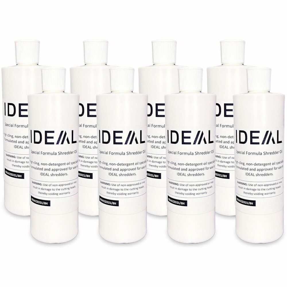 ISRIDEACCED218H - Special High-Cling Shredder Oil lubricates your shredder blades and puts less strain on the motor, gear and bearings so it runs smoother, faster and quieter. This nontoxic, high-cling, nondetergent oil formula is made exclusively for Ideal brand shredders. It is recommended that shredder blades are oiled every 30 minutes of operation for cross-cut shredders and every hour of operation for strip-cut models. Use oil in Ideal 2245, 2265, 2445, 2465, 2503, 2604, 3104, 3105, 3804, 4002 and 4005 shredder models.