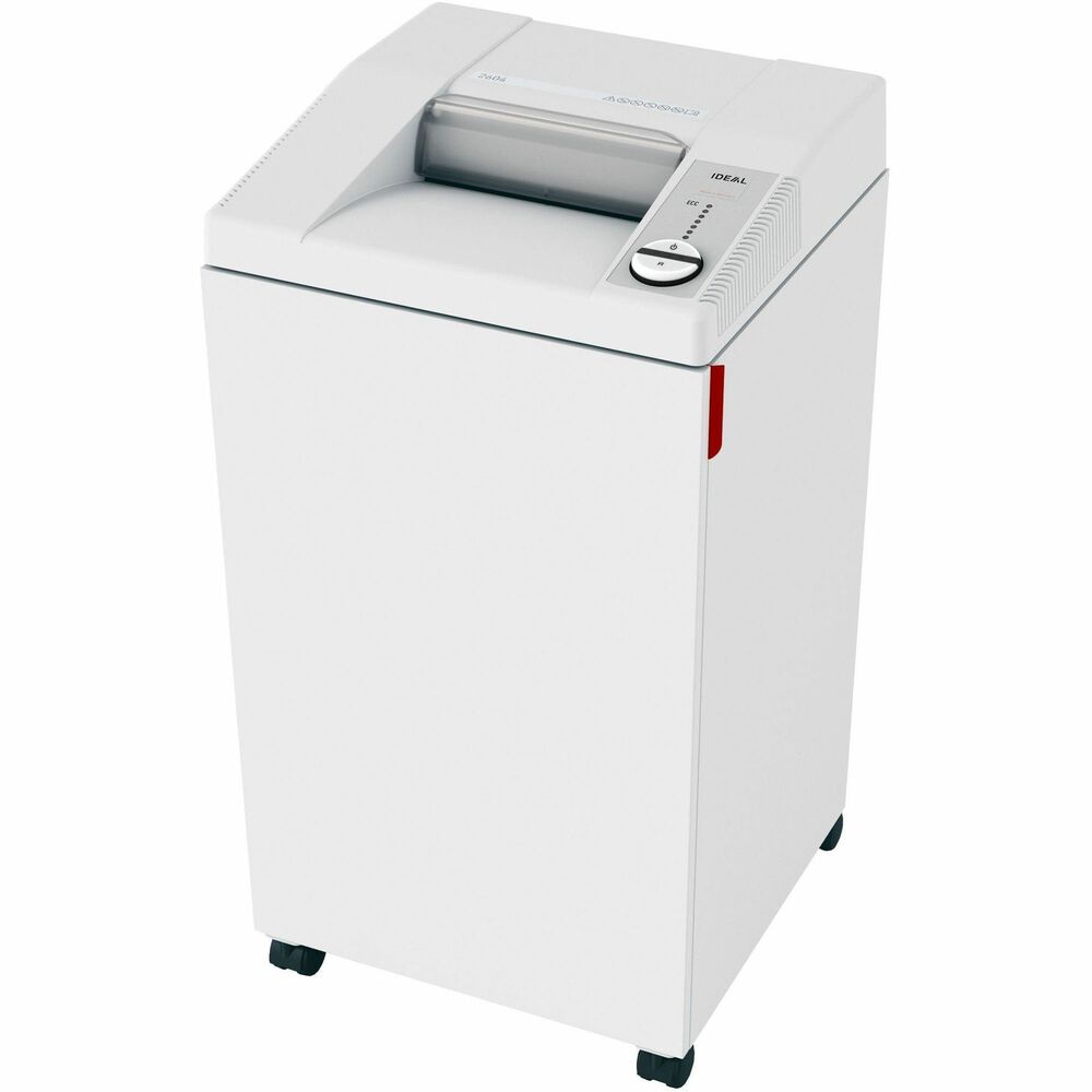 ISRIDEDSH0360H - 2604 Strip-Cut P-2 is a powerful, compact, centralized office paper shredder designed for eight to 10 users. Continuous operation and high-quality, solid steel cutting heads minimize downtime while shredding paper, staples, paper clips, credit cards and CD/DVDs. High-quality, wooden, easy-open cabinet is mounted on casters for easy mobility. 10-1/4" feed opening and lightweight, impact-resistant, easy-to-remove bin are perfect for reducing paper volume in a department or small office. Large but quiet 1-horsepower motor chews through 27 to 30 sheets of paper at once and up to 589 sheets per minute. Electronically controlled, transparent safety shield in the feed opening protects fingers and hands. Electronic Capacity Control (ECC) monitors and grades document feeding to prevent jams.