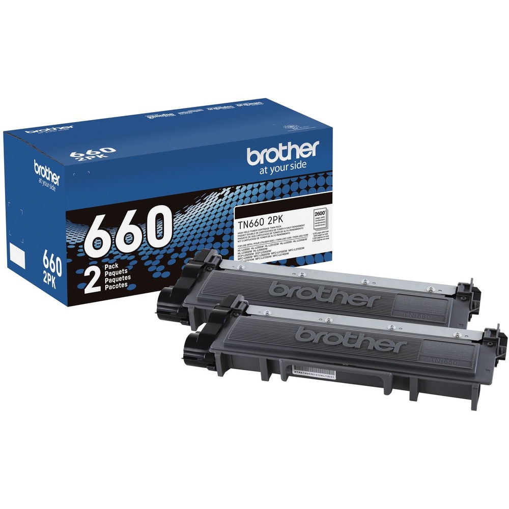BRTTN6602PK - High-yield toner cartridges produce crisp, clear output. They designed for use with Brother DCP-L2520DW, DCP-L2540DW, HL-L2300D, HL-L2305W, HL-L2315DW, HL-L2320D, HL-L2340DW, HL-L2360DW, HL-L2380DW, MFC-L2680W, MFC-L2685DW, MFC-L2700DW, MFC-L2705DW, MFC-L2707DW, MFC-L2720DW and MFC-L2740DW. All genuine Brother printer supplies are designed as part of an entire printing system to provide a superior degree of quality. Genuine Brother toner is delicately balanced to provide even flow and toner distribution. Each cartridge yields approximately 2,600 pages. Yield may vary by type of use. More from the Manufacturer