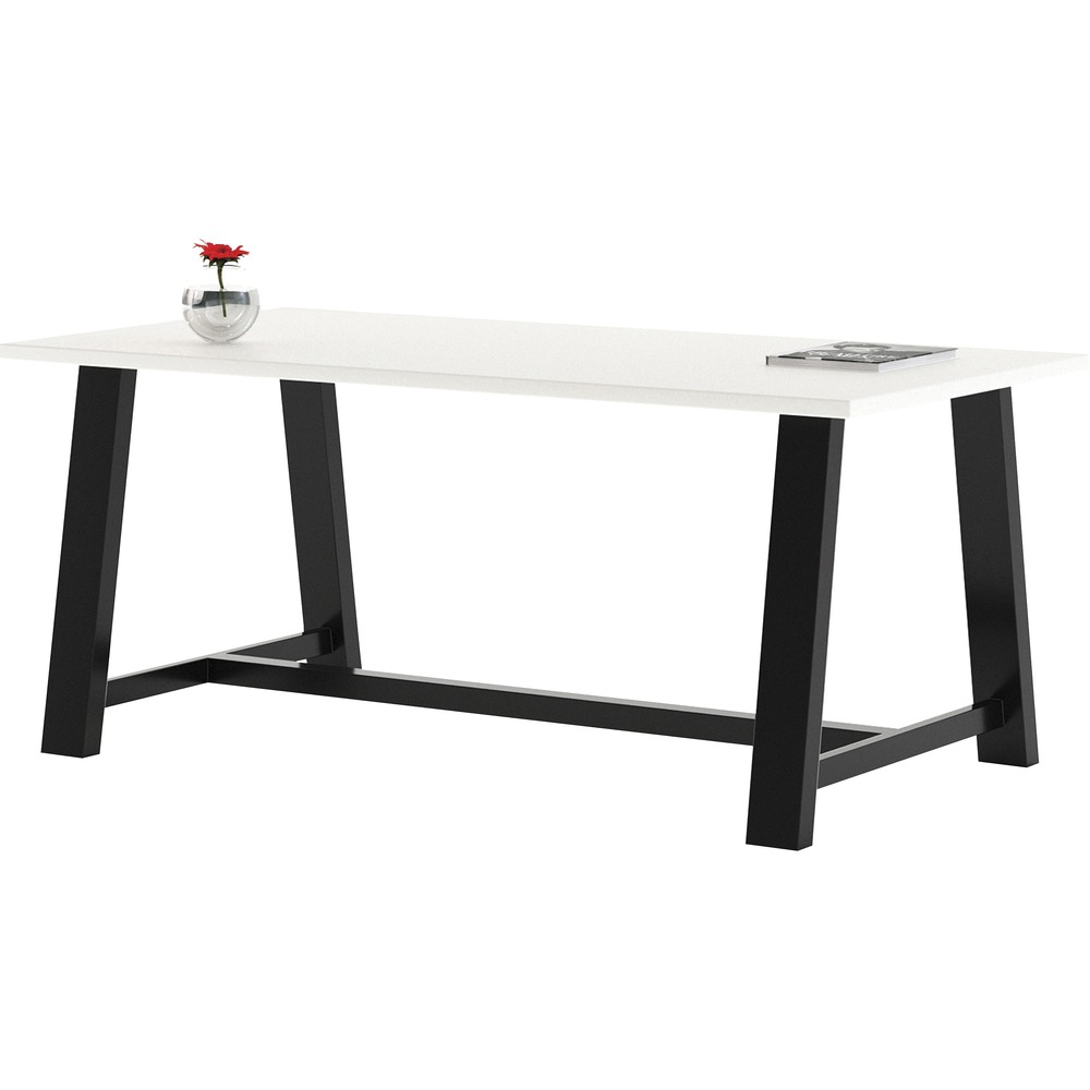 KFI3672MT30D35 - Midtown table features sawhorse, steel legs with cross-beams to provide a classic look and unmatched durability. High-pressure laminate top with a matching PVC edge is resistant to stains and spills, and is easy to maintain and clean. Leveling glides prevent the table from wobbling on uneven floors to maintain a secure footing. Vintage-style table is perfect for meeting rooms, collaborative areas, cafeterias and more.