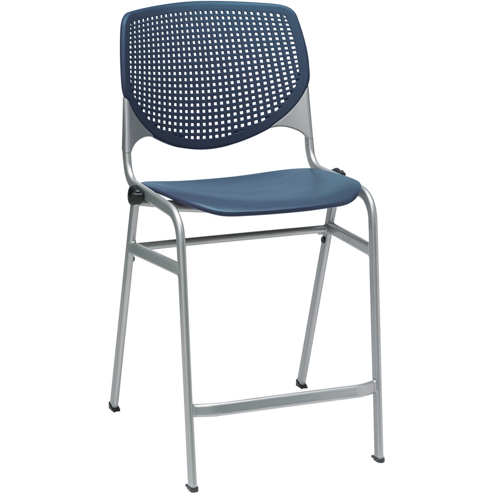 KFICT2300P03 - Counter-height stool features an ergonomic, perforated back that offers enhanced circulation and airflow to help you stay cool. The radius of the back support conforms to your back for maximum comfort. 15-gauge, cold-rolled steel frame offers durable support for up to 400 lb. Nylon glides protect your floors from damage to keep them looking like new. Stackable design allows space-saving storage and easy transportation. Stool with an upholstered seat is perfect for reception areas, conference rooms, community spaces and more.