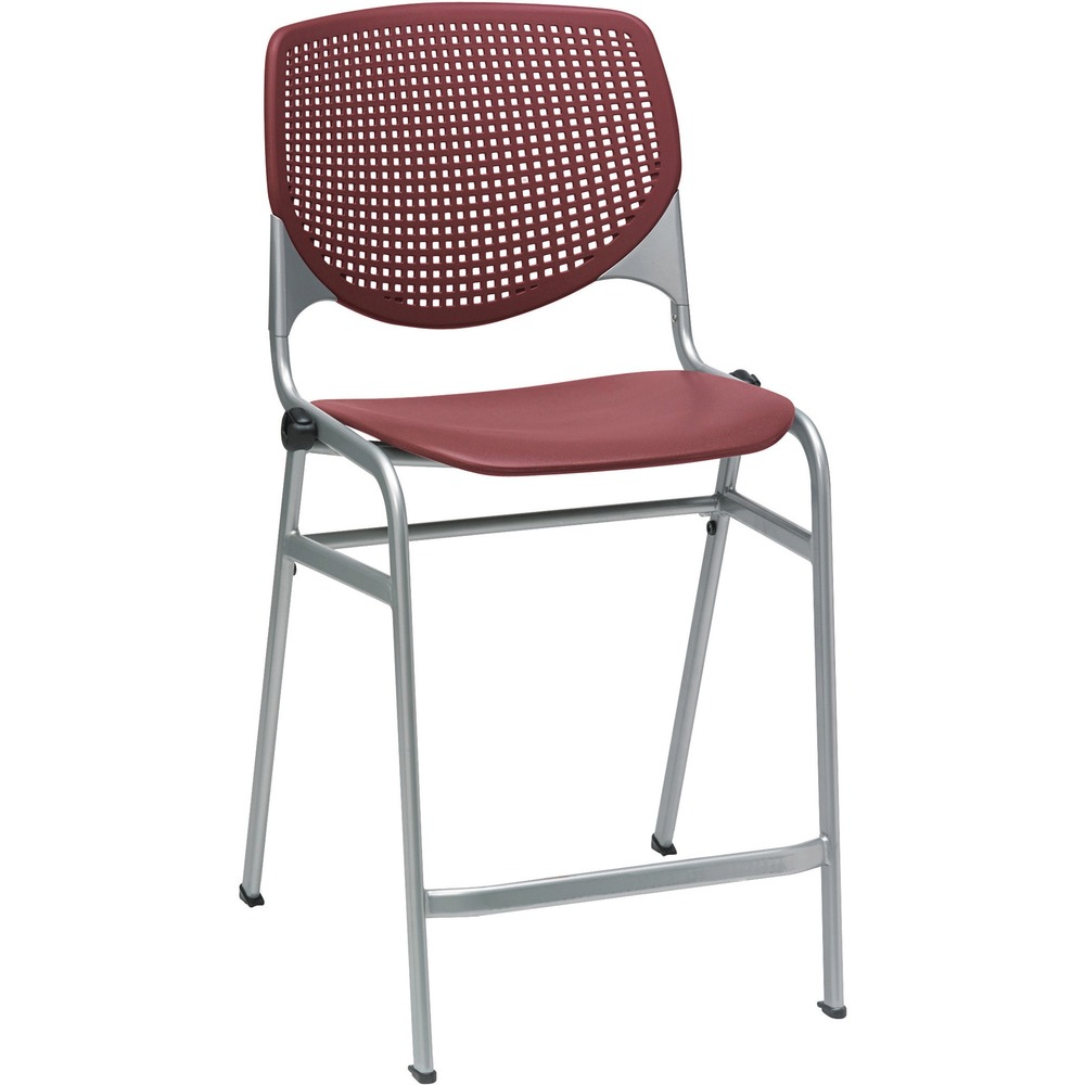KFICT2300P07 - Counter-height stool features an ergonomic, perforated back that offers enhanced circulation and airflow to help you stay cool. The radius of the back support conforms to your back for maximum comfort. 15-gauge, cold-rolled steel frame offers durable support for up to 400 lb. Nylon glides protect your floors from damage to keep them looking like new. Stackable design allows space-saving storage and easy transportation. Stool with an upholstered seat is perfect for reception areas, conference rooms, community spaces and more.