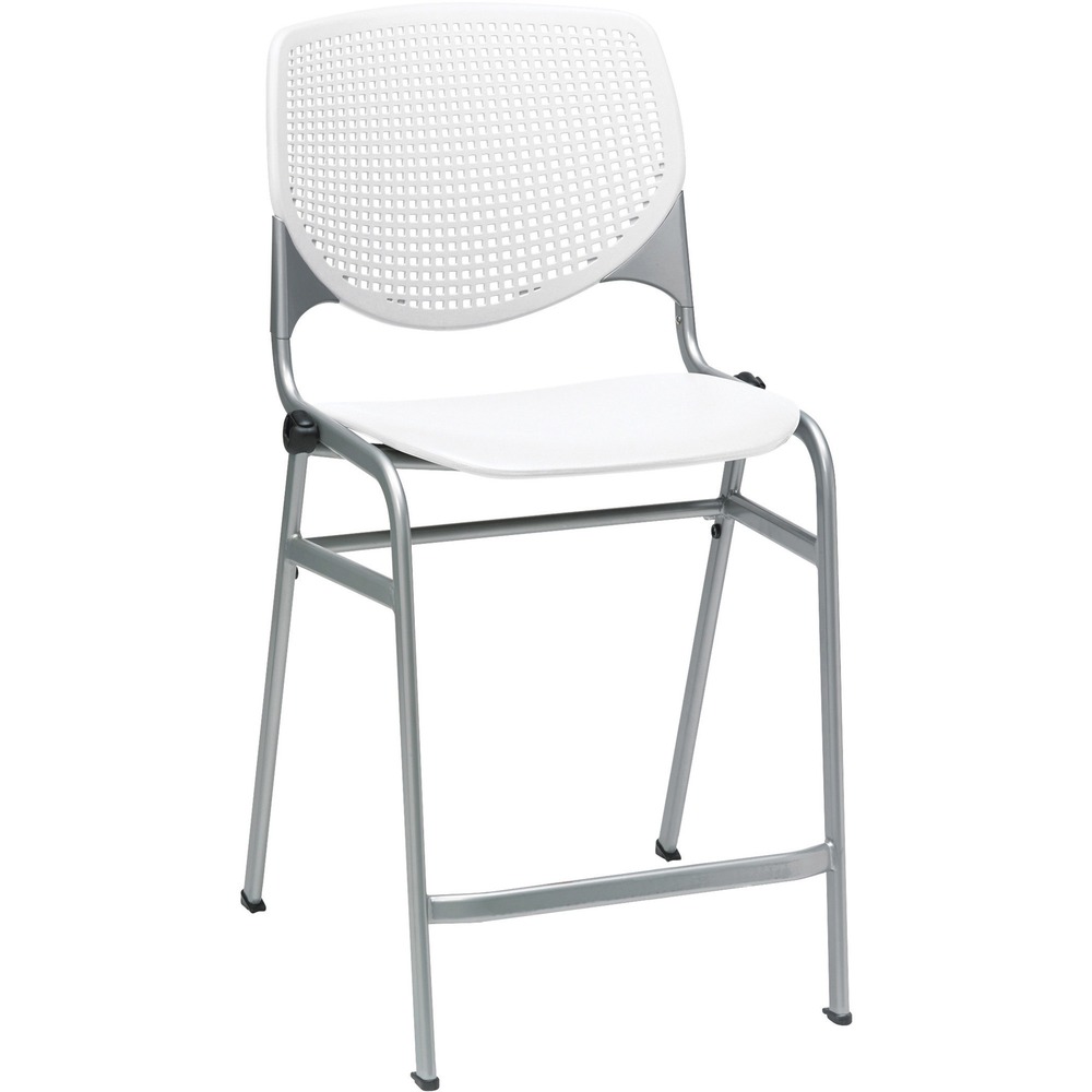 KFICT2300P08 - Counter-height stool features an ergonomic, perforated back that offers enhanced circulation and airflow to help you stay cool. The radius of the back support conforms to your back for maximum comfort. 15-gauge, cold-rolled steel frame offers durable support for up to 400 lb. Nylon glides protect your floors from damage to keep them looking like new. Stackable design allows space-saving storage and easy transportation. Stool with an upholstered seat is perfect for reception areas, conference rooms, community spaces and more.