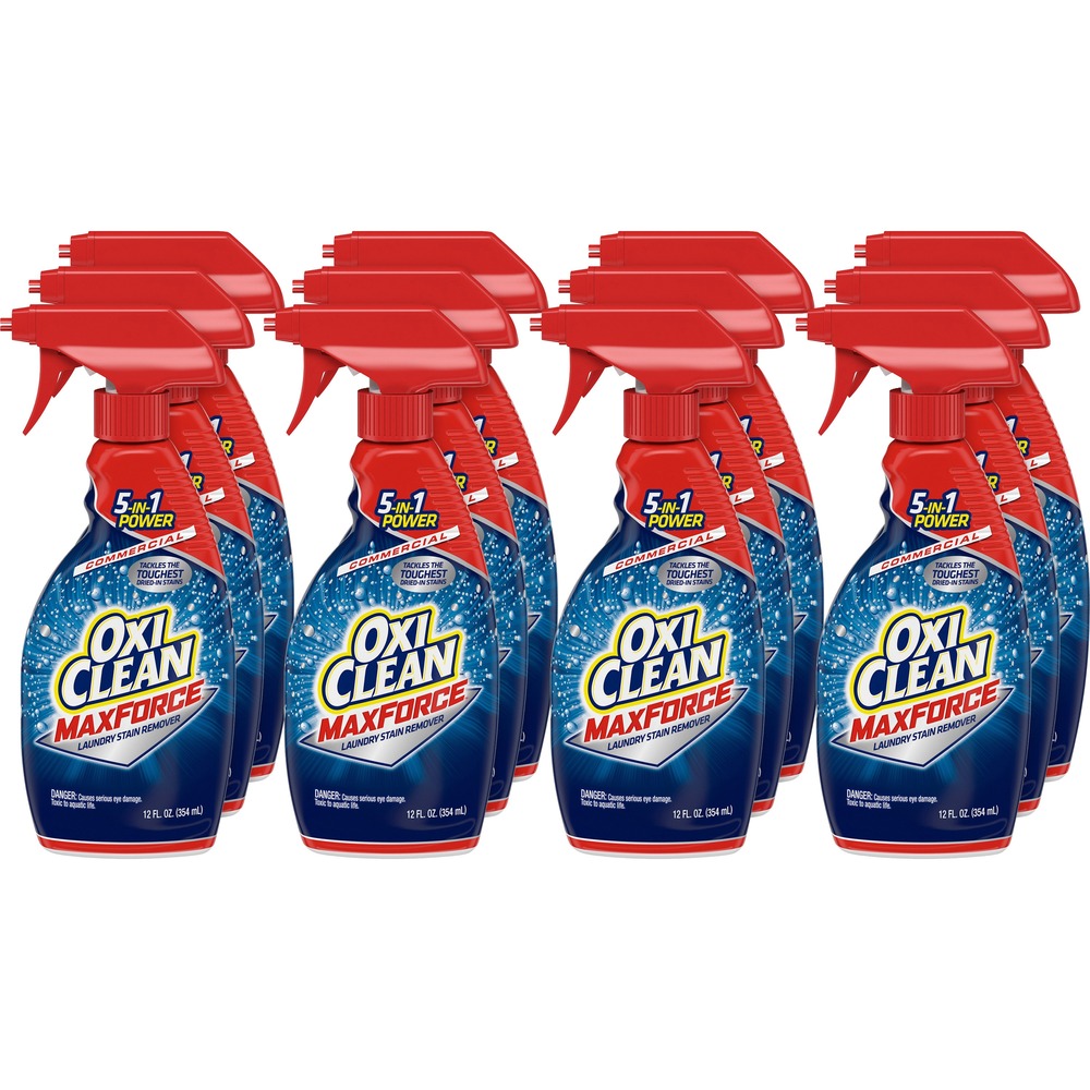CDC5703700070CT - OxiClean Max Force 5-in-1 Power tackles the toughest, dried-in stains to remove grease, oil, grass, blood, soil, clay, food and drink stains the first time. It removes stains using five types of stain fighters to tackle more dried-in stains than other sprays. The stain fighters lift food stains from fabric and target protein stains like grass and blood. They also dissolve and trap grease and oil. Stain fighters bind to dirt and soils to suspend and rinse them away. They help break down food thickeners such as those found in ice cream.
