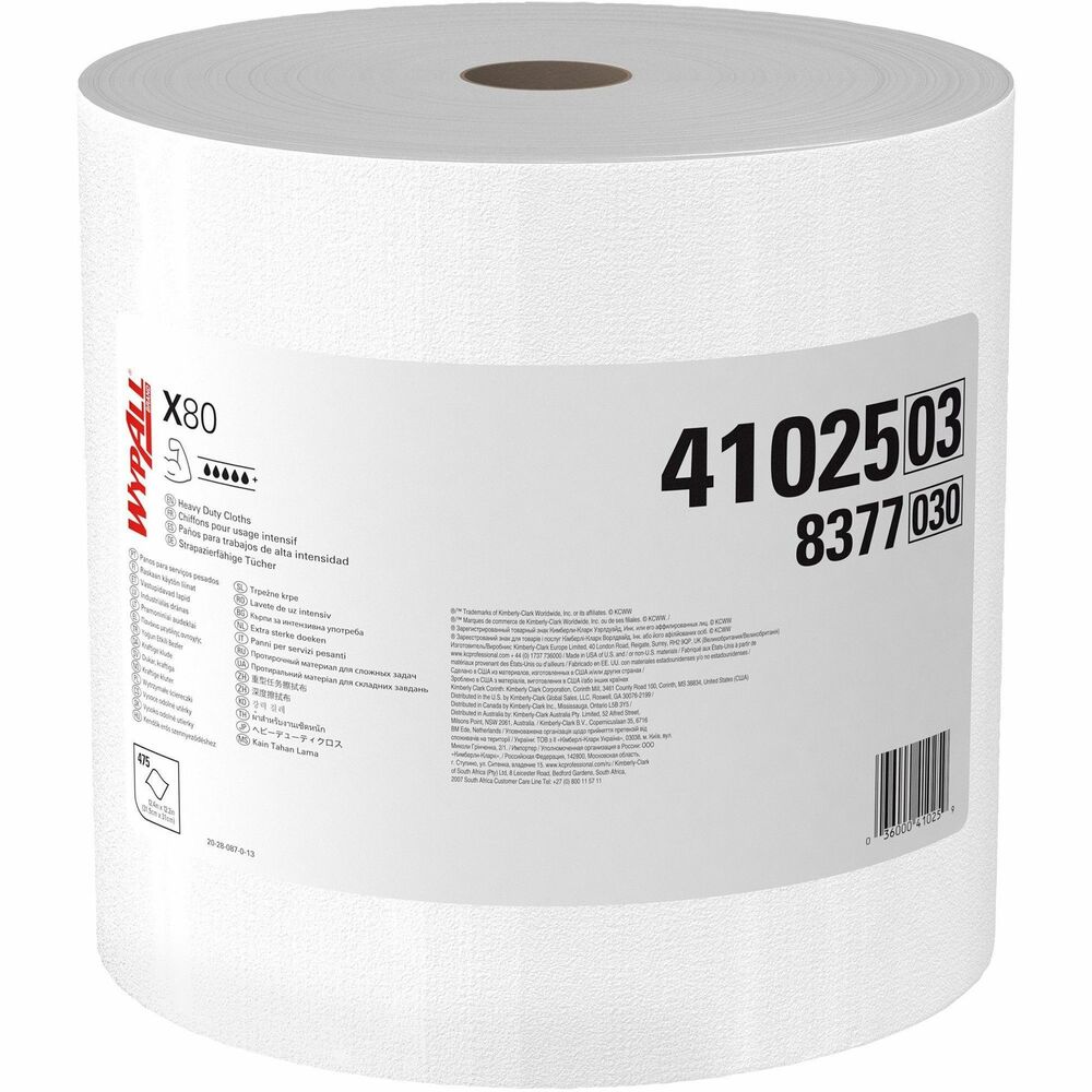 KCC41025 - Maximize performance while minimizing time, effort and product waste by using WypAll PowerClean X80 Heavy-Duty Cloths. High-tech HydroKnit absorbs quickly and is durable for scrubbing. Contaminant-free commercial cloths are a favorite replacement for industrial cloth towels that can harbor dangerous chemicals, such as lead, according to a 2003 Gradient study, in which lead was detected in laundered shop towels at levels that may exceed health based exposure guidelines. Soft pulp fibers in these cloths are bonded to a polypropylene base sheet for absorbency and durability for removing dirt, oil, grime and solvents in industrial and manufacturing businesses. Reusable cloths are reinforced for strength when wet and dry. Bulk cloths are a great alternative - safer and more efficient - to replace laundered, rental shop towels or/and cleaning towels. Use them for heavy-duty machine/part-wiping, wiping metal shavings, prepping surfaces with solvents and cleaning rough surfaces. More from the Manufacturer