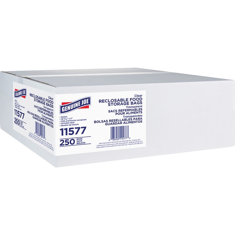 GJO11577CT - Food storage bags feature a sturdy zip closure that creates a tight, secure seal to lock in freshness and keep your foods tasting great for longer. Write-on label offers a handy area to track dates or label foods to help you efficiently manage your foods. Plus, its thick material and durable edges prevent leaky messes to provide the confidence to store just about anything. Storage bags in a self-dispensing box are perfect for keeping beef, seafood, poultry, vegetables and more.