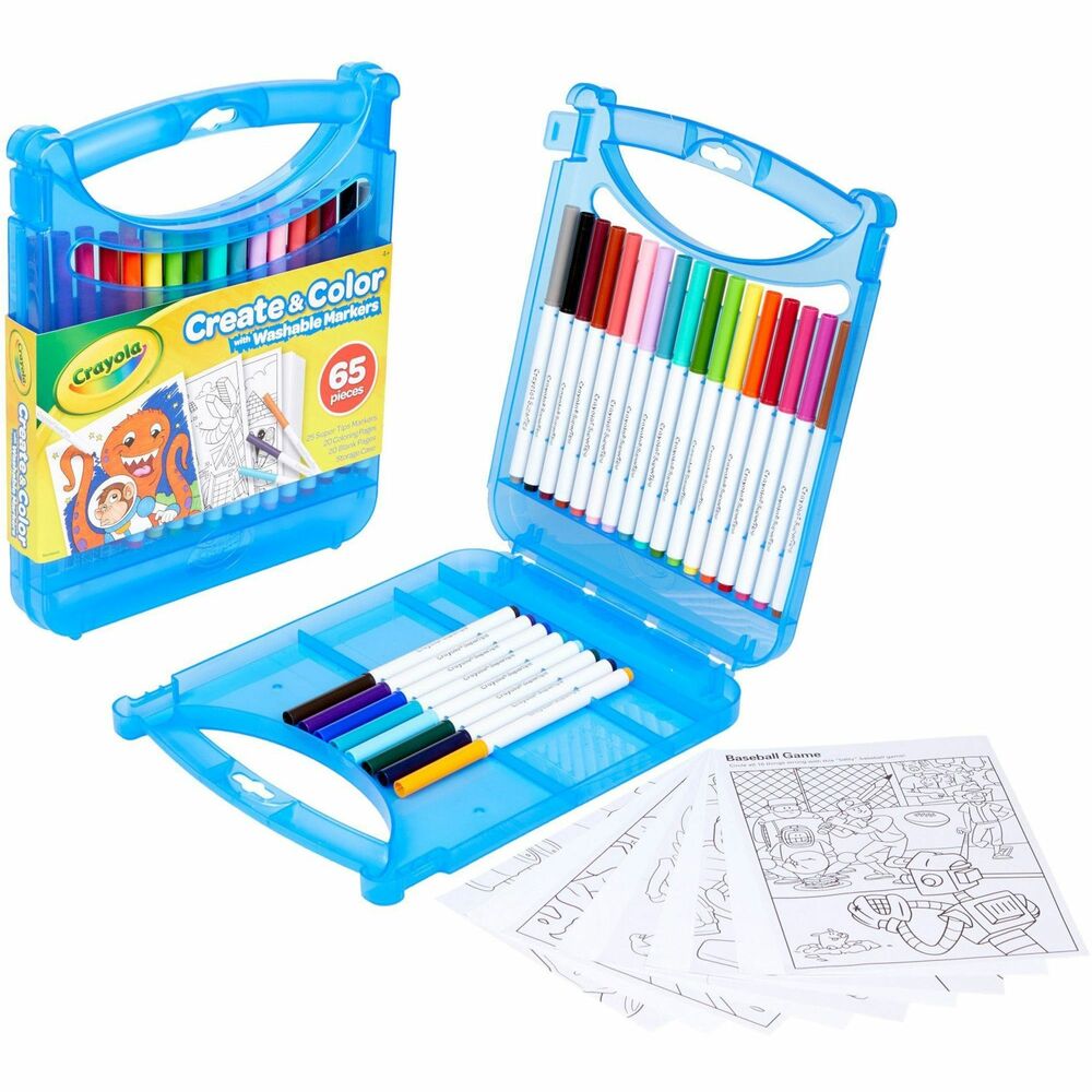 CYO040377 - Art kit includes everything you need to create works of art in the classroom, at home or on-the-go. Super tip, fine-line markers have a versatile tip for drawing both thick and thin lines. 20 sheets of line art and 20 blank sheets let you start creating right away. Durable storage case with a handle keeps all of the pencils and paper organized. Art kit is designed for children ages 4 and up.
