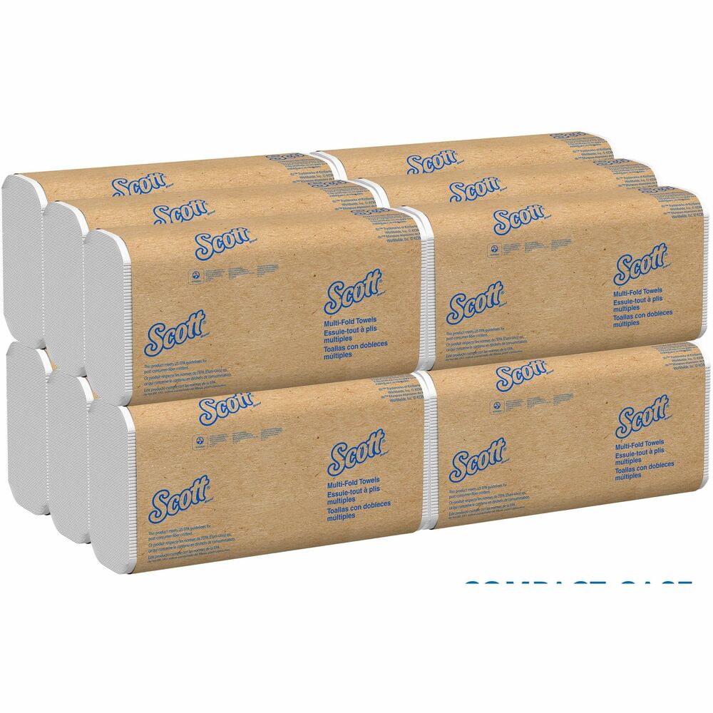 KCC03650 - With a reliable balance of efficiency, performance and value, Scott Multifold Paper Towels feature Absorbency Pockets that absorb a lot of water fast for superior hand-drying. They're designed to reduce waste in your office or business since they fit into any universal dispenser for trifold paper towels or multifold towels that helps control overuse. These paper towels meet EPA guidelines for minimum post-consumer waste content and are FSC and EcoLogo certified for an eco-friendly choice. They are part of The Responsible Partners program by Kimberly-Clark Professional that is designed to reach the company's sustainability goals. More from the Manufacturer