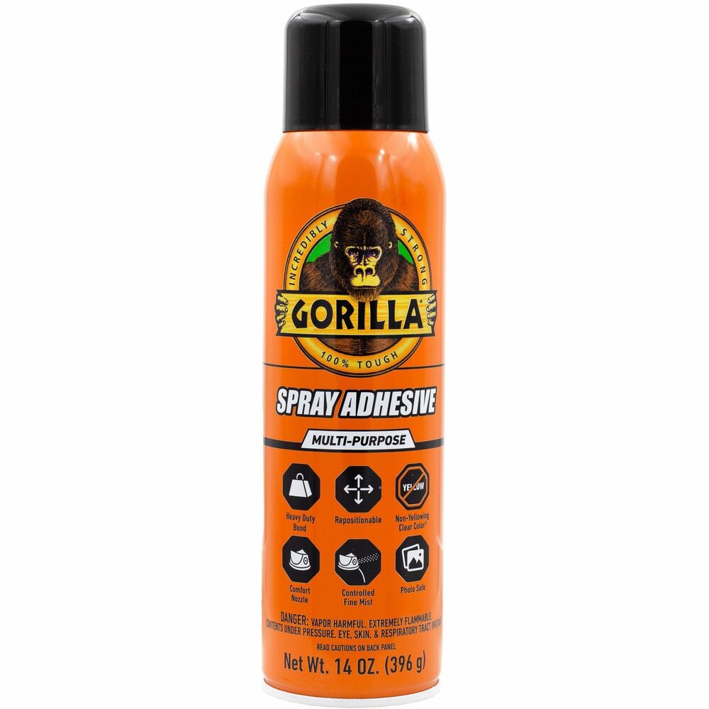 GOR6301502 - Spray adhesive features a multipurpose, heavy-duty formula that dries permanently to create a lasting bond. Permanent bond is moisture-resistant and can be used on projects both indoors and out. This spray adhesive is also photo-safe for convenient use with your favorite photographs. Wide pad nozzle and controlled, fine-mist spray provides an even application on the project you are working on. More from the Manufacturer