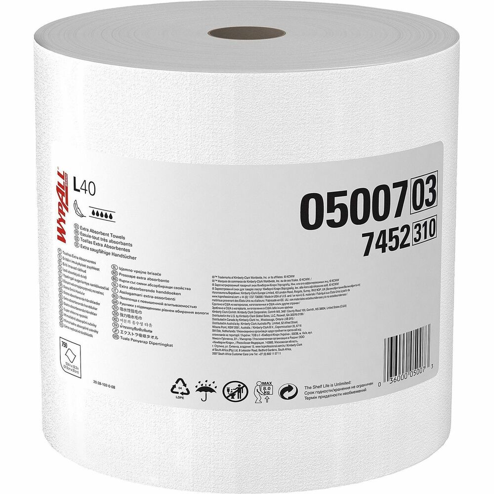 KCC05007 - If you're looking for an effective wipe to absorb liquids lightning-fast, these disposable cleaning and drying towels are just what you need. PowerClean L40 Extra Absorbent Towels are made of bonded cellulose using double re-creped (DRC) technology for strength, softness and absorbency. As a wiping towel, it soaks up liquids fast for quick cleanings. Plush, touchable outer layer adds softness to the towel. These jumbo, utility wipes are specially designed to absorb liquids, lubricants and oils yet they're soft enough for use on your face and hands. Towels rid surfaces of oils on counters in restaurants, mechanic shops, industrial/commercial factories and more. More from the Manufacturer
