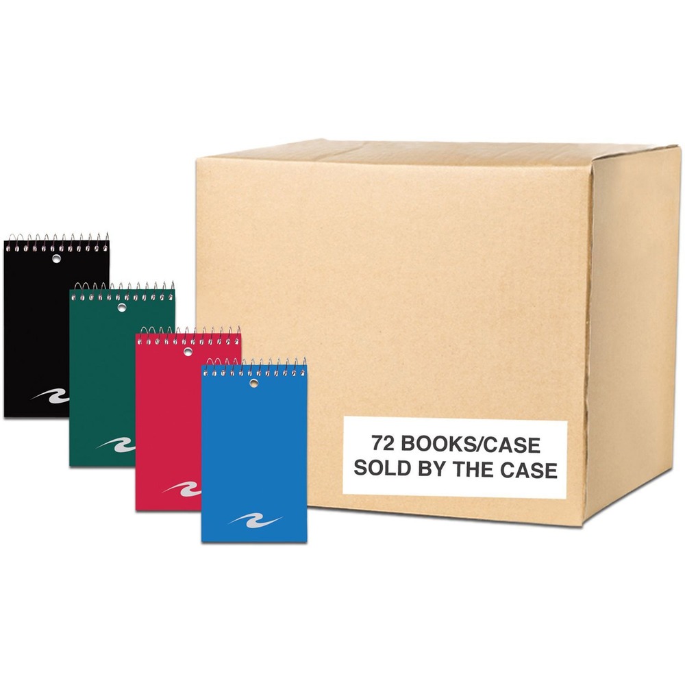 ROA14016CS - With a compact size and poly covers, these Wire-bound Memo Books fit neatly in shirt pockets and protect your important lists and notes. They are hole-punched at the top center below the top binding so you can hang them on pegs for easy access. Smooth, white, 15 lb. writing paper is narrow-ruled to keep your notes neater. Covers are produced from durable, 19 point poly in assorted colors. Back cover is 24 point brown kraft. Each 3" x 5" book contains 75 sheets.