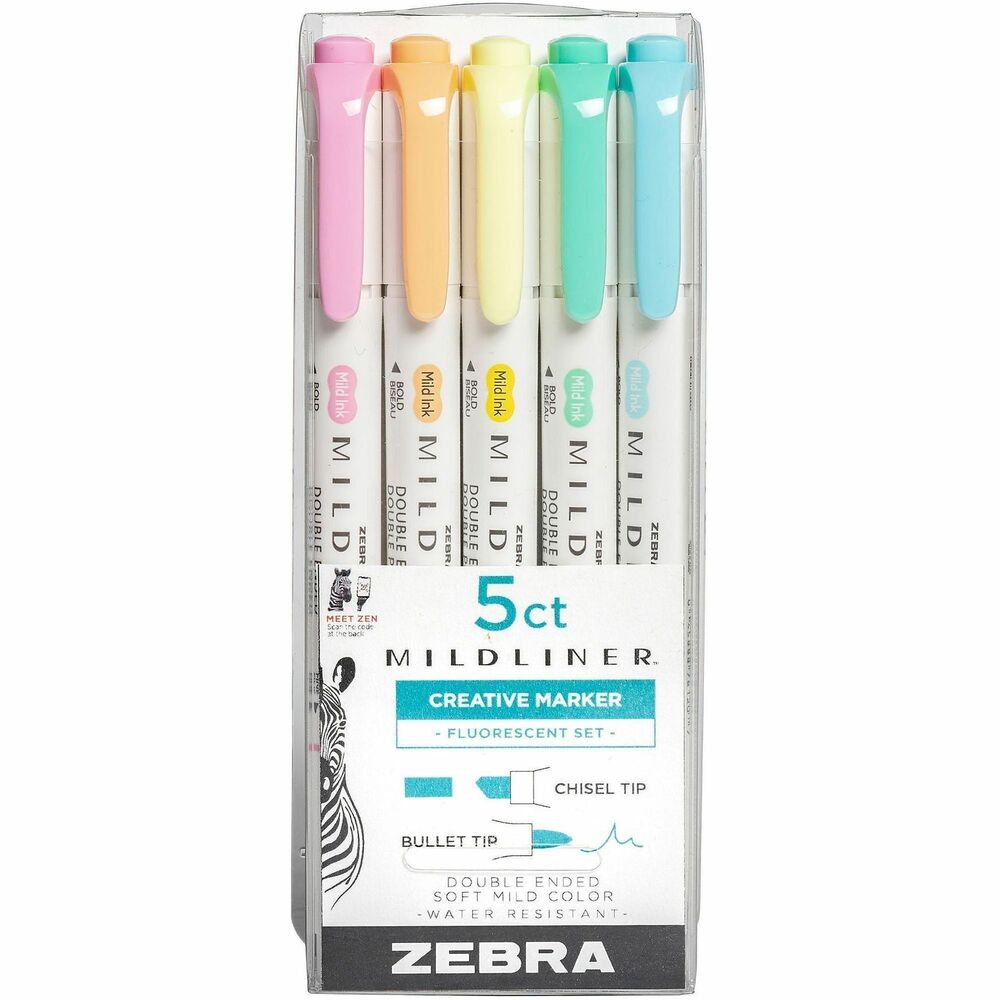 ZEB78105 - Highlighter features a unique color that shows up softly on paper to attract your attention without overwhelming you with a bright color. Doubled-ended design offers both a bold and fine point in a single highlighter. Handy clip attaches securely to various locations to stay within quick reach. Highlighter is perfect for color-coding notes, emphasizing passages and more.