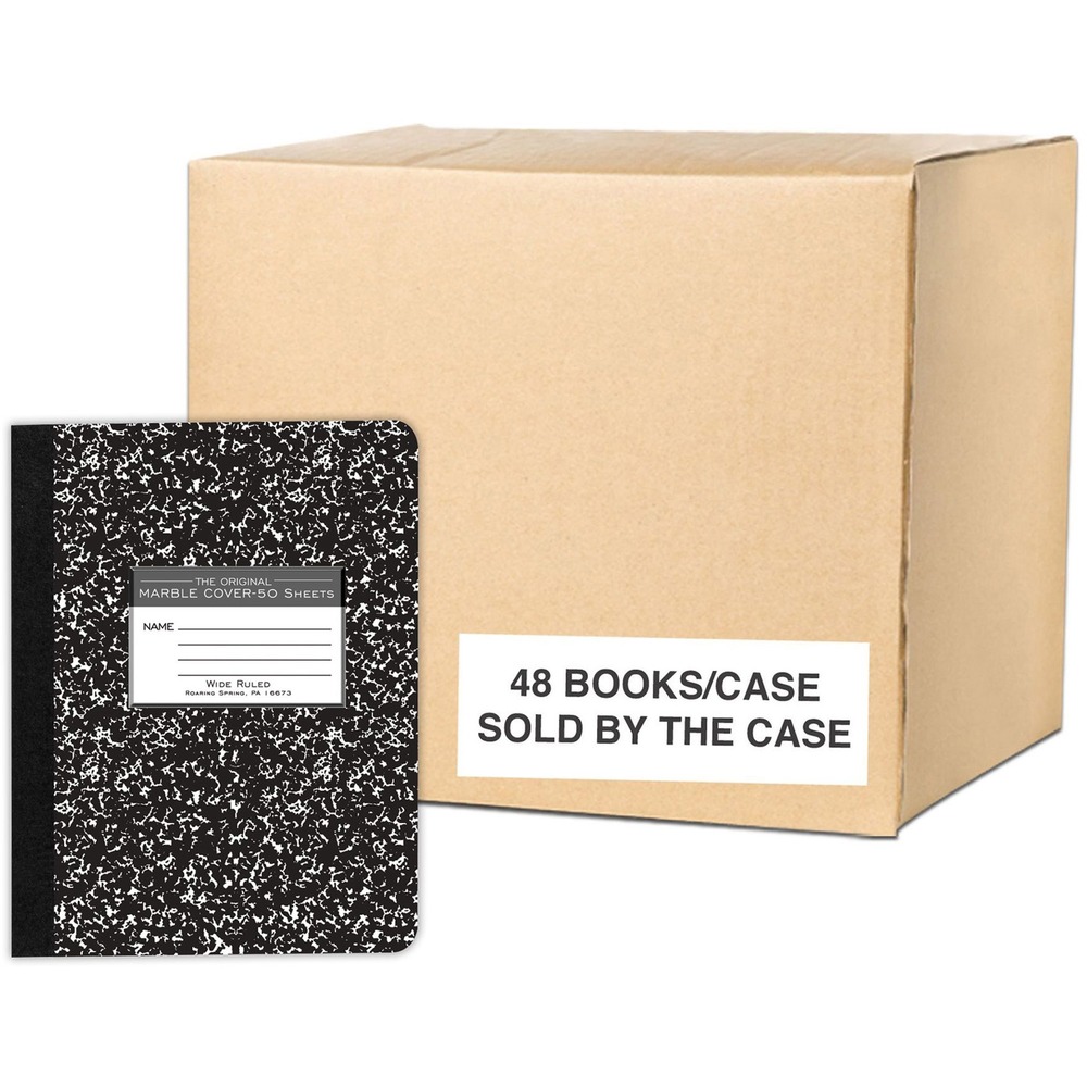 ROA77220CS - Record your notes in this permanently bound composition book. Smooth, 15 lb. writing paper is wide-ruled in blue and has a red margin line. Covers are made with a hard white board that is printed with a real marble-look pattern. Inside covers are printed with class schedule and other useful information. Each book is produced with center-sewn and tapebound construction and not designed for sheet tear-out.