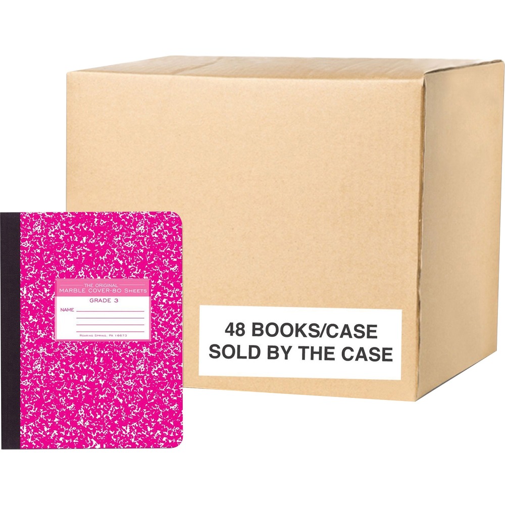 ROA97227CS - Record early grade lessons and practices in this permanently bound composition book. Printed in the traditional marble pattern, this cover is made of hard board for a protective shell and sturdy writing support. It also includes lines with prompts for the student's name, school and grade. Inside covers are printed with class schedule and other useful information. Smooth, white, 15 lb. writing paper is skip-line ruled with lines spaced appropriate to the grade level. Each 9-3/4" x 7-3/4" book contains 80 sheets of writing paper. It is center-sewn and tapebound so sheets are not designed to tear out.