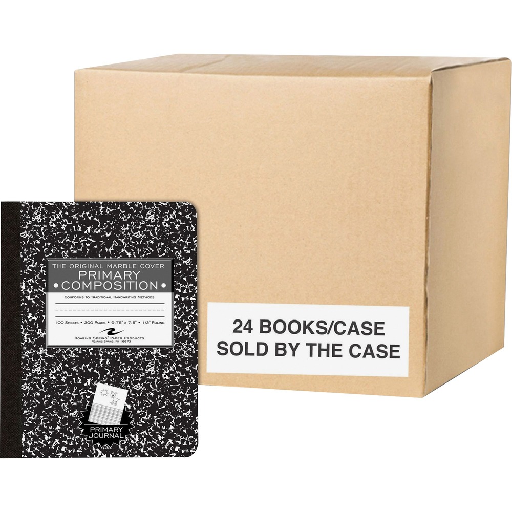 ROA97228CS - Teach students to use their imagination with this permanently bound composition book. Printed in the traditional black marble pattern, this cover is made of hard board for a protective shell and sturdy writing support. It also includes space for the student's name. Inside covers are printed with class schedule and other useful information. Smooth, white, 15 lb. writing paper features a blank upper half and is skip-line ruled using Grade Two 3/4" lines with 3/8" dashed divider on the bottom half. Design of the Picture Story Primary Composition Book is intended for a sketch on top and a story about the sketch on the bottom. Each 9-3/4" x 7-3/4" book contains 100 sheets of writing paper. It is center-sewn and tapebound so sheets are not designed to tear out.