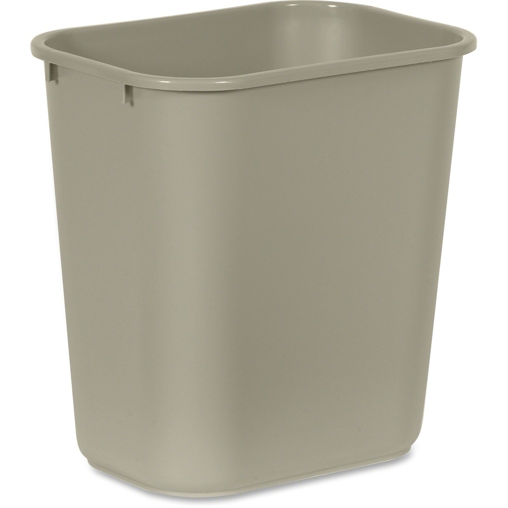 RCP295600BGCT - Space-efficient deskside wastebasket is durable and easy to clean. It fits under standard desk height even when a swing top (sold separately) is fully extended. All-plastic construction won't chip, rust or dent. Rolled rims add strength. Wastebasket will not mar furniture or floors.