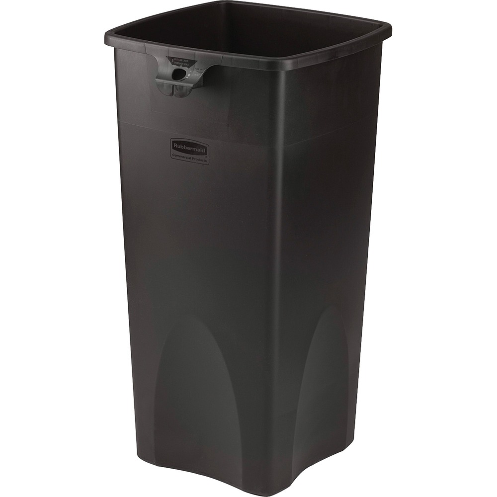 RCP356988BKCT - Perfect for hotel lobbies, offices, restrooms, shopping malls, restaurants and other public locations, this waste container offers a sleek design for a professional image. Patent-pending can liner cinch allows easy bag retention and eliminates knot tying. Rugged plastic construction is durable and crack-resistant, even under tough indoor/outdoor conditions. Optional self-closing lid (sold separately) enhances appearance and contains odors.