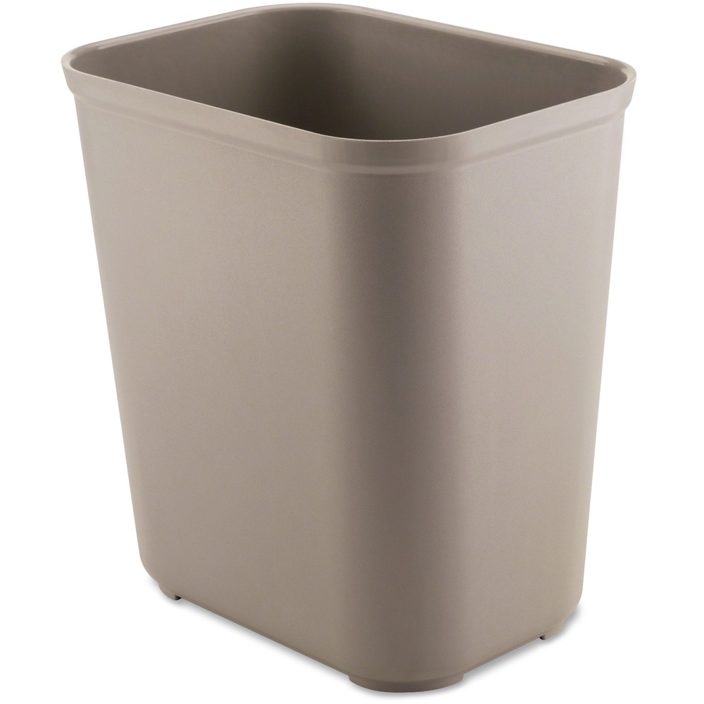 RCP254300BGCT - Fire-resistant wastebasket can contain burning paper without the wastebasket melting or contributing fuel to the container's contents. Textured finish helps minimize appearance of surface scratches. Thermoset polyester resists heat and impacts. It won't rust. This 28-quart wastebasket offers a contemporary shape and UL rating and is ideal for industrial or hospital use.