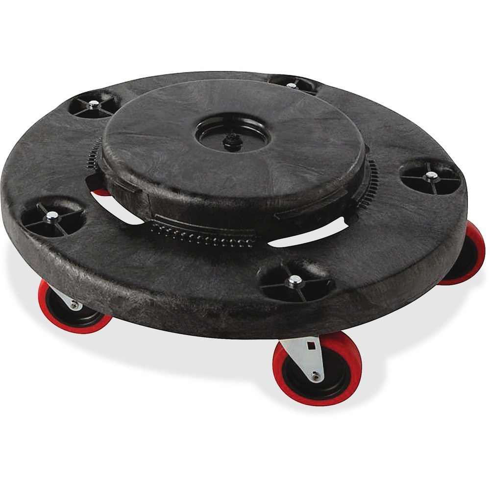 RCP264043BLACT - Quiet dolly is precision-engineered for quiet operation. Nonmarking red casters easily identify this quiet dolly from traditional dollies. Special design eliminates 88 percent of traditional dolly noise across both smooth and uneven surfaces. All-plastic construction resists rust, chipping and denting. Easy twist-on/twist-off dolly provides safe mobility and handling of heavy loads. Heavy-duty wheels with swivel capabilities provide for easy mobility. Dolly features a 350 lb. maximum load capacity and fits Rubbermaid 2620, 2632, 2643 and 2655 (sold separately).