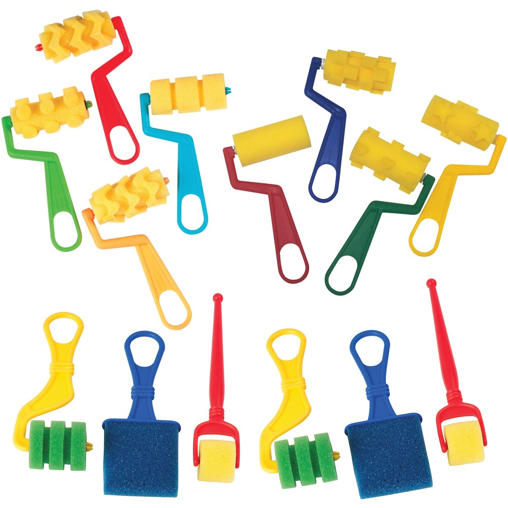 PACAC9852 - Foam roller and brush set features a variety of designs to let your children create all sorts of patterns in paint. Versatile construction works well with all types of tempera paints (sold separately). Easy-to-clean material helps you quickly wash down each tool for lasting use. Roller and brush set is perfect for use by preschool students and above.