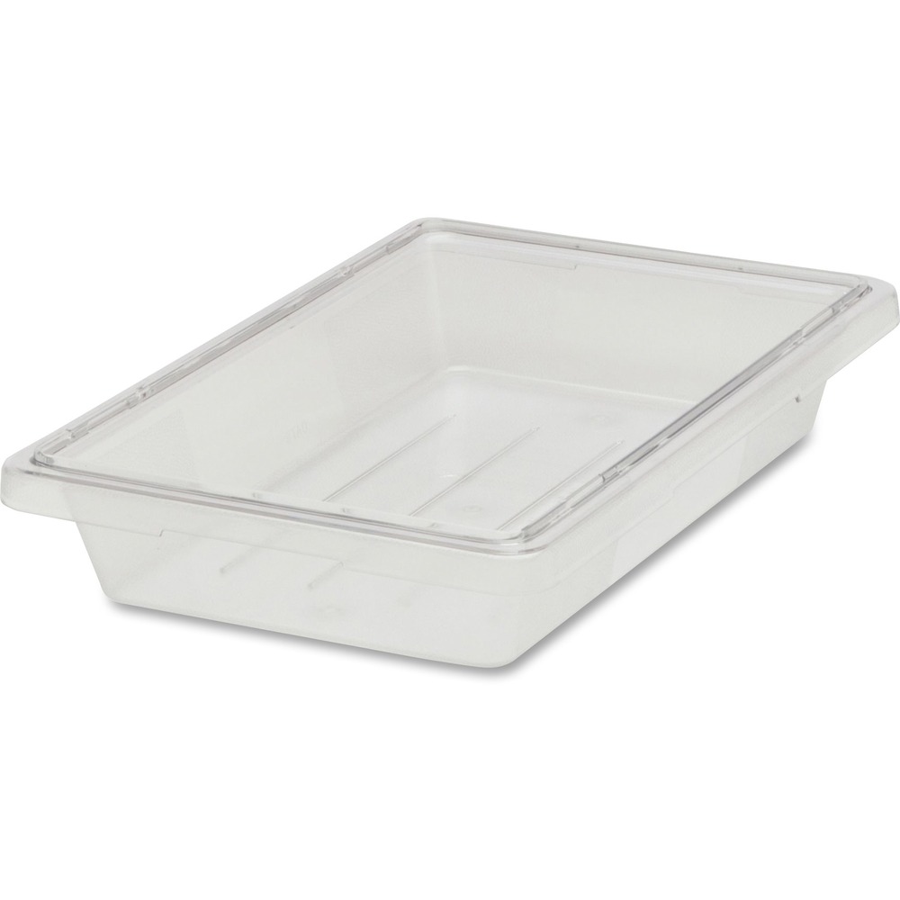 RCP3304CLECT - Organize your kitchen with this durable Food/Tote Box that is stackable, nestable and easy to clean. Food/tote box can reduce food spoilage costs. Date control panels on the clear box and lids (sold separately) allow easier inventory control to maintain safe food-handling practices. Labeling encourages proper food rotation. Box holds up to 5 gallons and accepts tight-fitting, snap-on lids to keep food fresh. Temperature range is from negative 50 degrees to 212 degrees Fahrenheit. Dishwasher-safe, freezer-safe box assists in complying with HACCP guidelines. It is made of FDA-compliant materials. Clear, break-resistant polycarbonate provides visibility, durability and stain-resistance. It is certified to NSF Std. No. 2 for safe food contact. Box stacks with other Rubbermaid Commercial Food/Tote Boxes and stays put with an interlocking ridge system.
