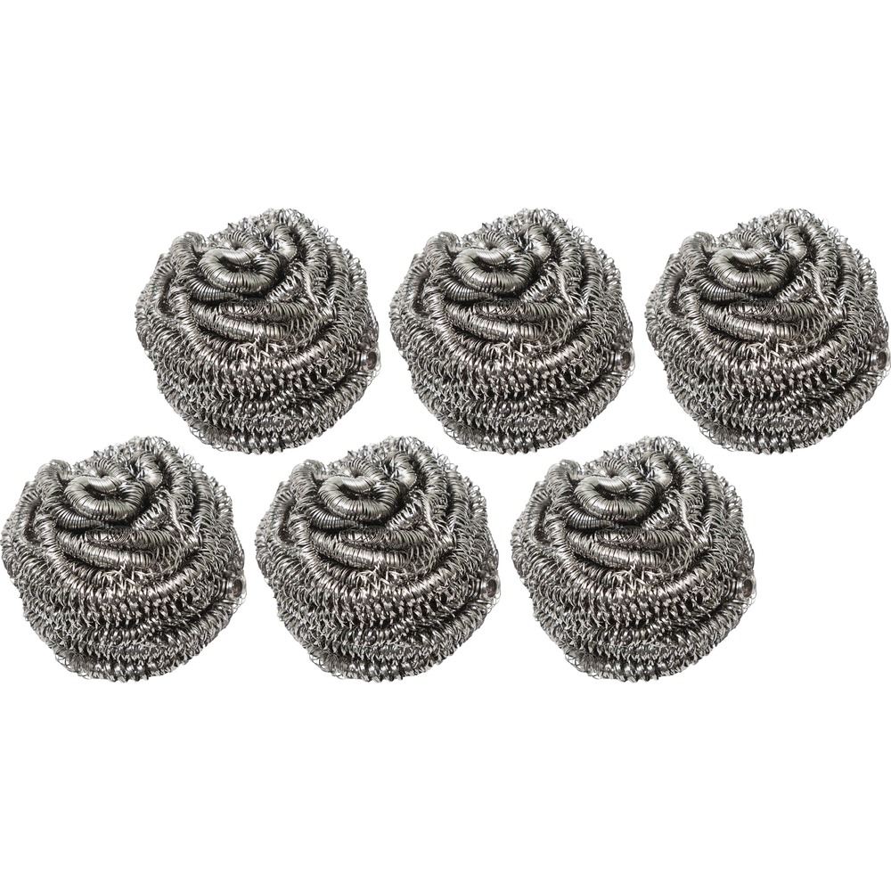GJO00059CT - Stainless Steel Scrubbers easily scrub away tough buildup on stainless steel appliances and tools. High-quality, tightly coiled, stainless steel is round for easy handling and is gentle on hands. Scrubbers can scrub away dirt on dishes without detergent.