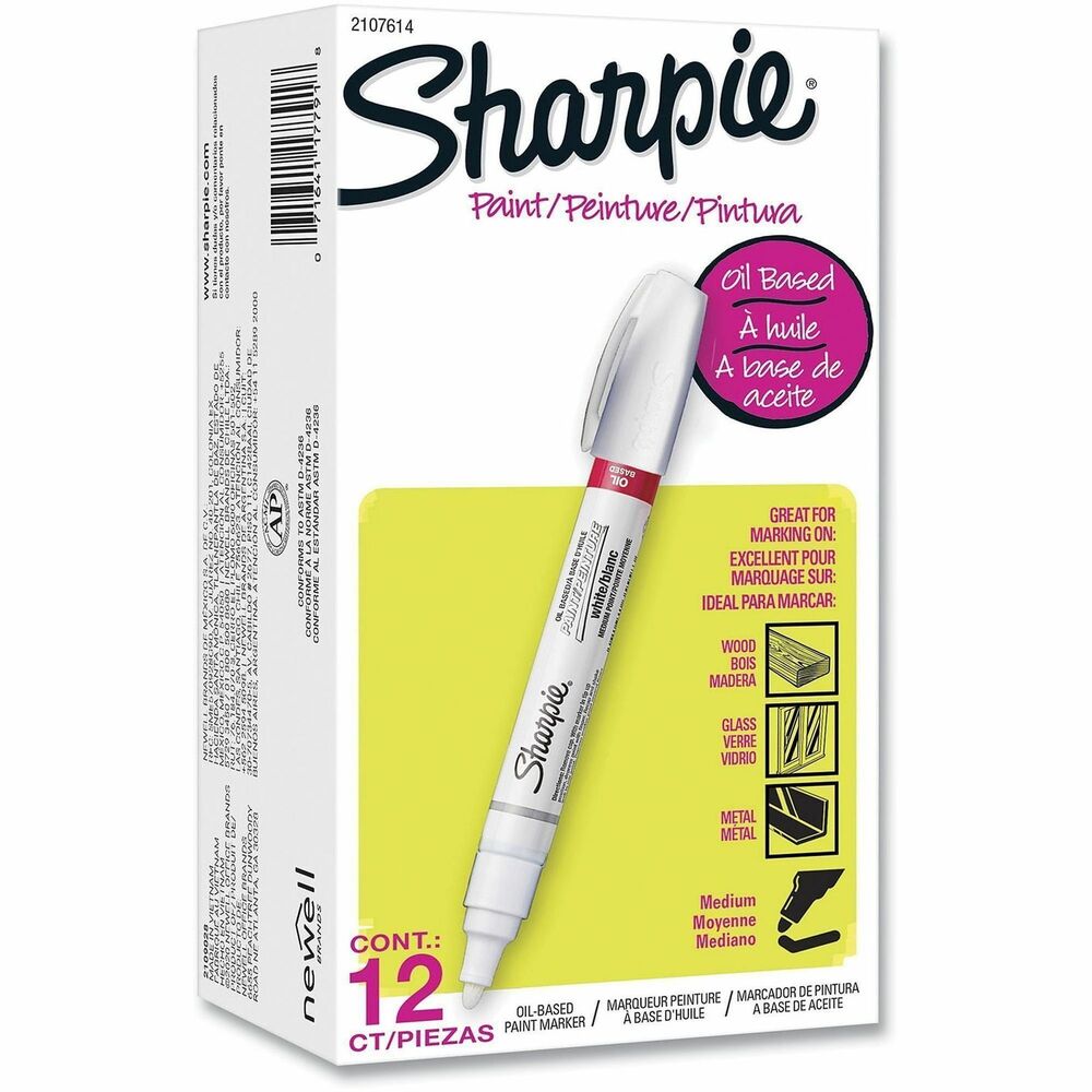 SAN2107614 - Sharpie oil-based paint marker is perfect for arts and crafts. Marker applies smooth and vivid colors. Ink is opaque and glossy, even on dark surfaces. Marker makes permanent marks on most surfaces including glass, metal, plastic, rubber, stone, wood, pottery and more. Certified AP nontoxic, quick-drying ink is weather-resistant, fade-resistant, acid-free and xylene-free.