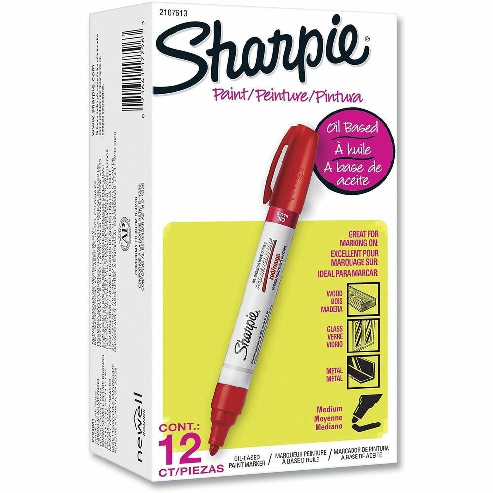 SAN2107613 - Sharpie oil-based paint marker is perfect for arts and crafts. Marker applies smooth and vivid colors. Ink is opaque and glossy, even on dark surfaces. Marker makes permanent marks on most surfaces including glass, metal, plastic, rubber, stone, wood, pottery and more. Certified AP nontoxic, quick-drying ink is weather-resistant, fade-resistant, acid-free and xylene-free.