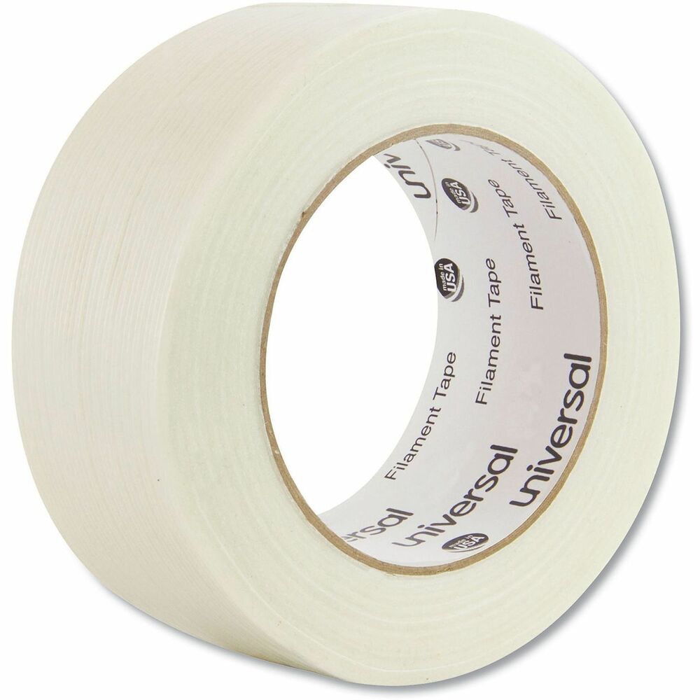 UNV31648 - This premium filament tape is best used for heavy-duty strapping and packaging where strength matters. The hot melt adhesive provides a strong lasting bond, making it ideal for demanding applications. High tensile strength provides superior durability. Clear film backing allows for easy identification of contents.