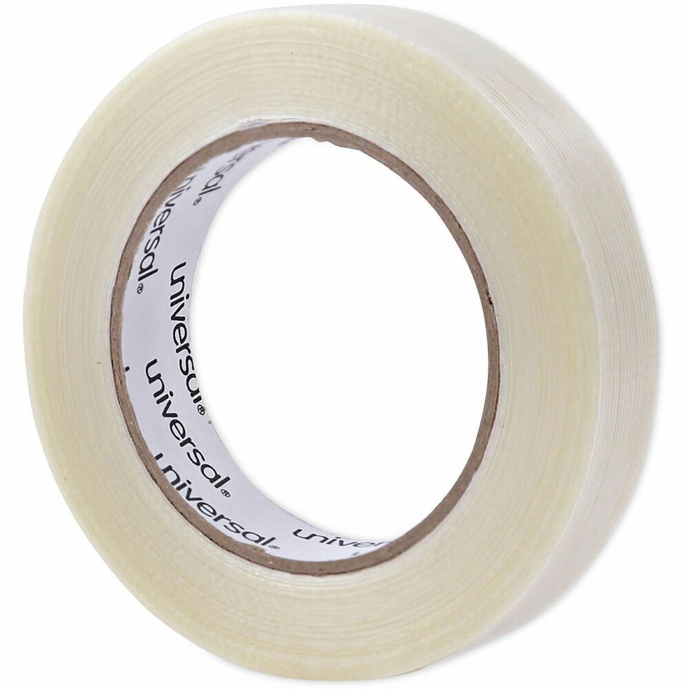 UNV30024 - An economical, fiberglass reinforced, polypropylene film combined with an aggressive solvent-less' pressure-sensitive adhesive. The tape provides excellent adhesion to corrugated cartons and outstanding holding power, making it an ideal choice for your packing and shipping needs. Strong and durable, the long-lasting material is designed for the majority of packaging, palletizing, and unitizing applications. Clear tape can go over shipping labels and postage, while still remaining legible.