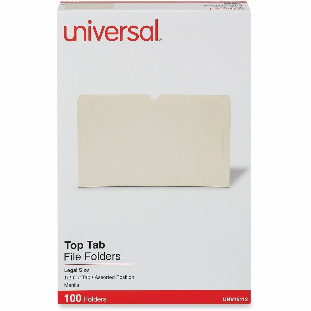 UNV15112 - Classic folder constructed to perform in busy offices. Bottom is triple-scored for no-sag expansion. Undercut at tabs for increased indexing area offering plenty of space for more detailed or larger labeling.