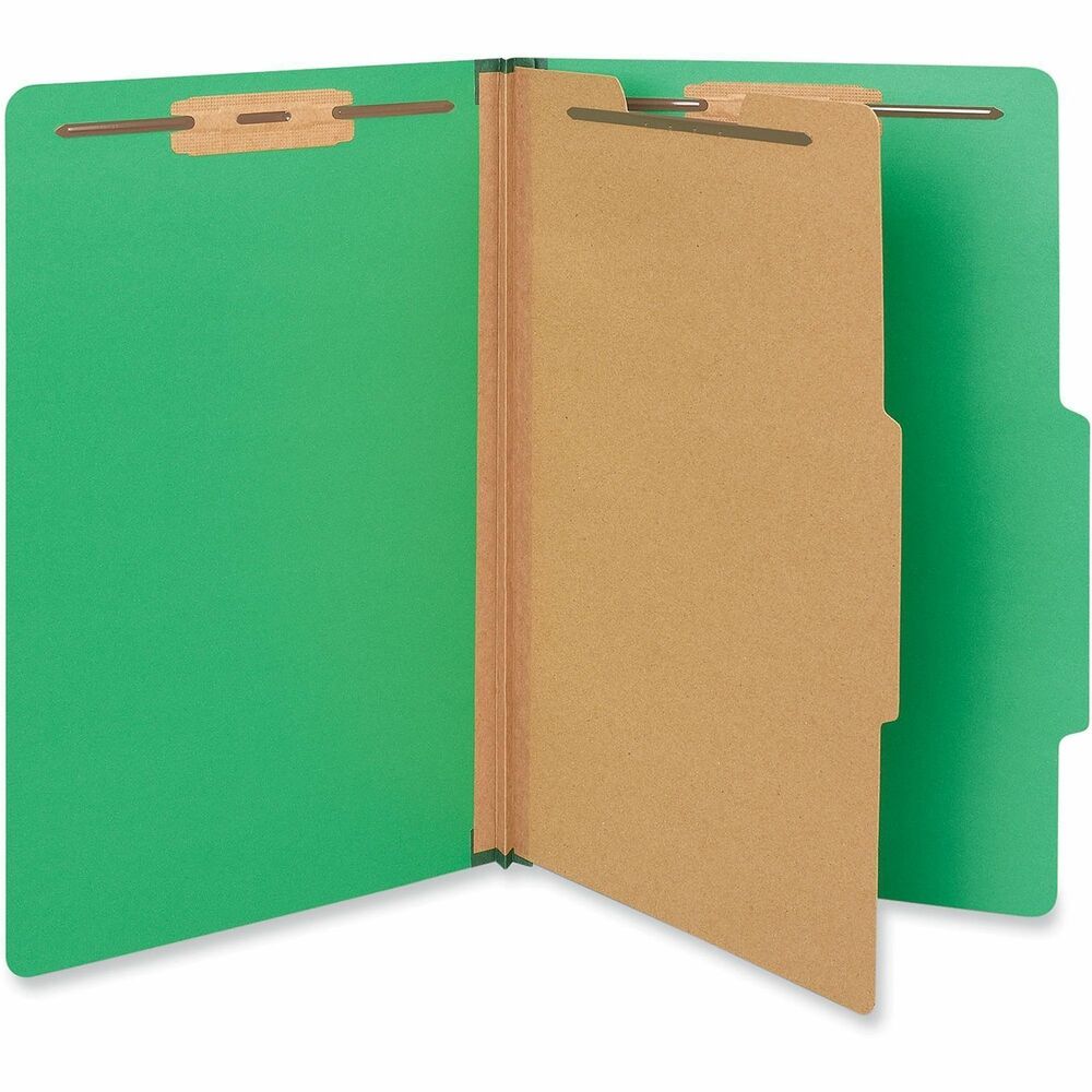 UNV10212 - Color-code your filing with heavy-duty covers in vivid colors. Organize and subdivide materials with 2" capacity prong fasteners inside front and back 25 pt. pressboard covers. 1" capacity metal fastener on each side of 20 pt. Kraft dividers. Tear resistant reinforced gusset for added durability during expansion.