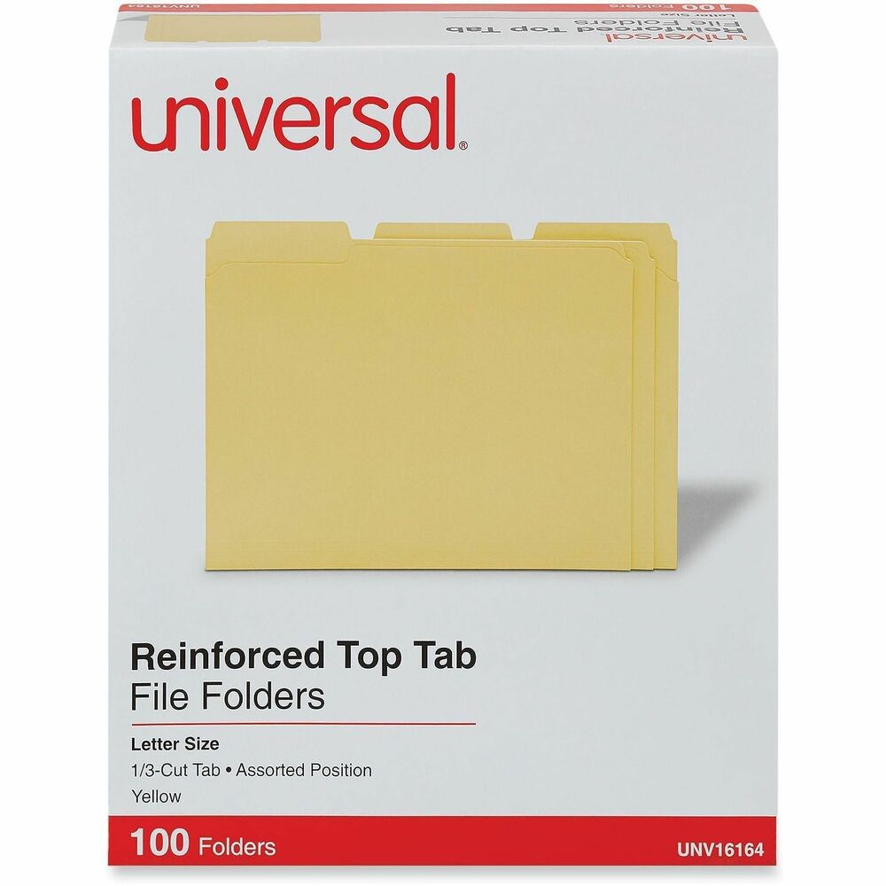 UNV16164 - A smart and colorful way to get organized. Folders feature bright colors that are great for color-coding. High-quality 11 pt. stock resists tearing. Bottom triple-scored for 1" , no-sag expansion. Two-ply tabs add strength where it's really needed.