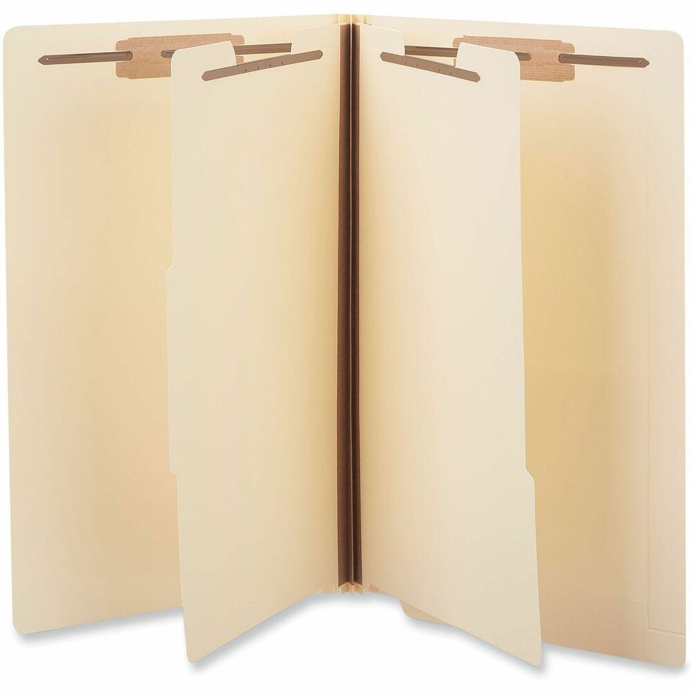 UNV16151 - Multiple filing surfaces give you ability subdivide material or organize sequentially within one folder. 18 pt. covers feature 2" capacity fasteners on interior front and back. Two 15 pt. dividers with 1" capacity fasteners on both sides. Dividers are fully taped to tear resistant gusset to provide strength and durability. Straight tabs offer plenty of space for labeling and bar coding.