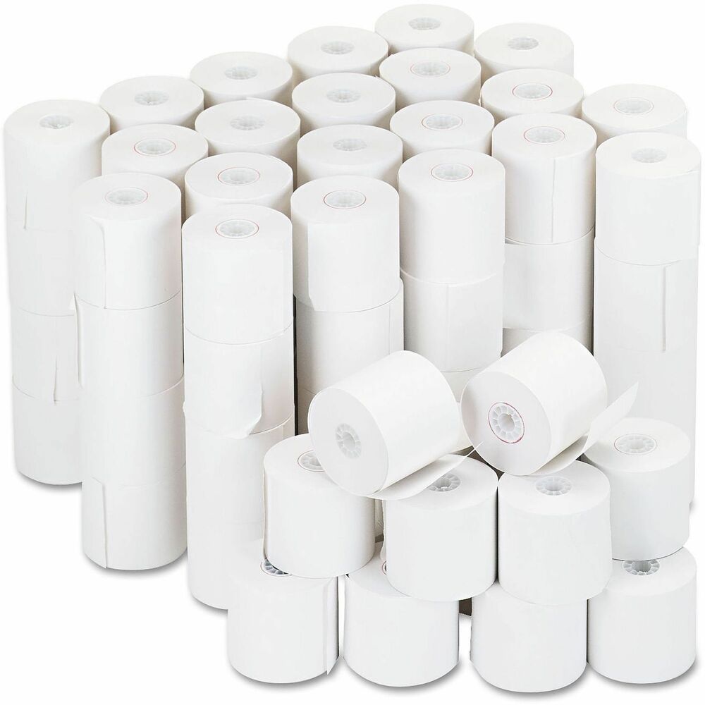 UNV35705 - These impact and inkjet bond paper rolls are designed for businesses requiring durable and professional-quality paper. Made from premium bond paper, they ensure longevity and a crisp appearance for permanent records. The lint-free design minimizes paper jams, while the near-end indicator provides timely alerts for roll replacement. With compatibility across various machines, these rolls are ideal for use in adding machines, calculators, cash registers and POS systems.