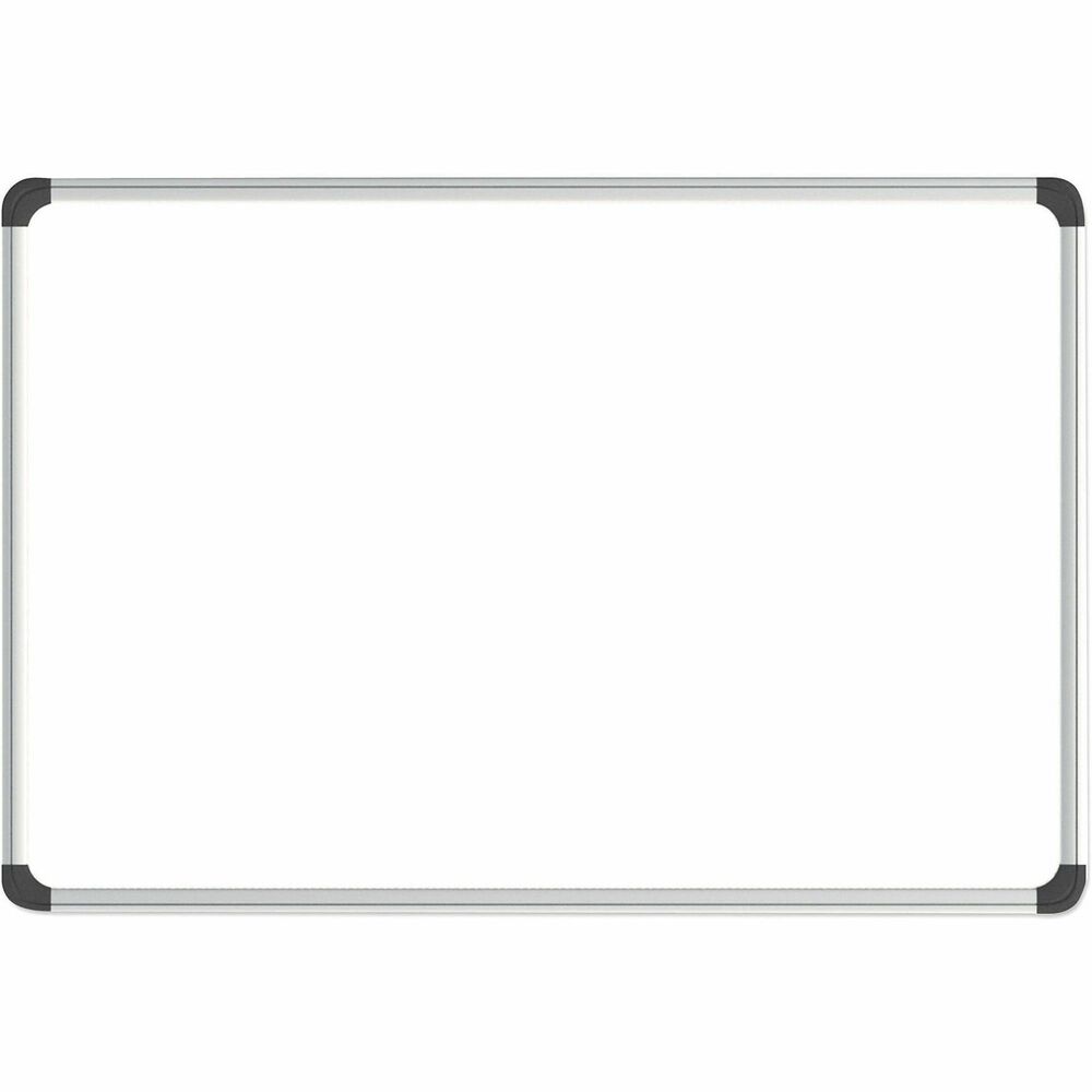 UNV43734 - Stylish and functional dry erase board that also doubles as magnetic bulletin board. Built with a magnetic lacquered-steel surface that is suitable for frequent use and is compatible with all dry-erase markers. Modern, contoured aluminum frame features attractive, protective, black, rounded, plastic corners. Four-corner system enables vertical and horizontal mounting with included hardware. Dry erase markers and eraser sold separately.