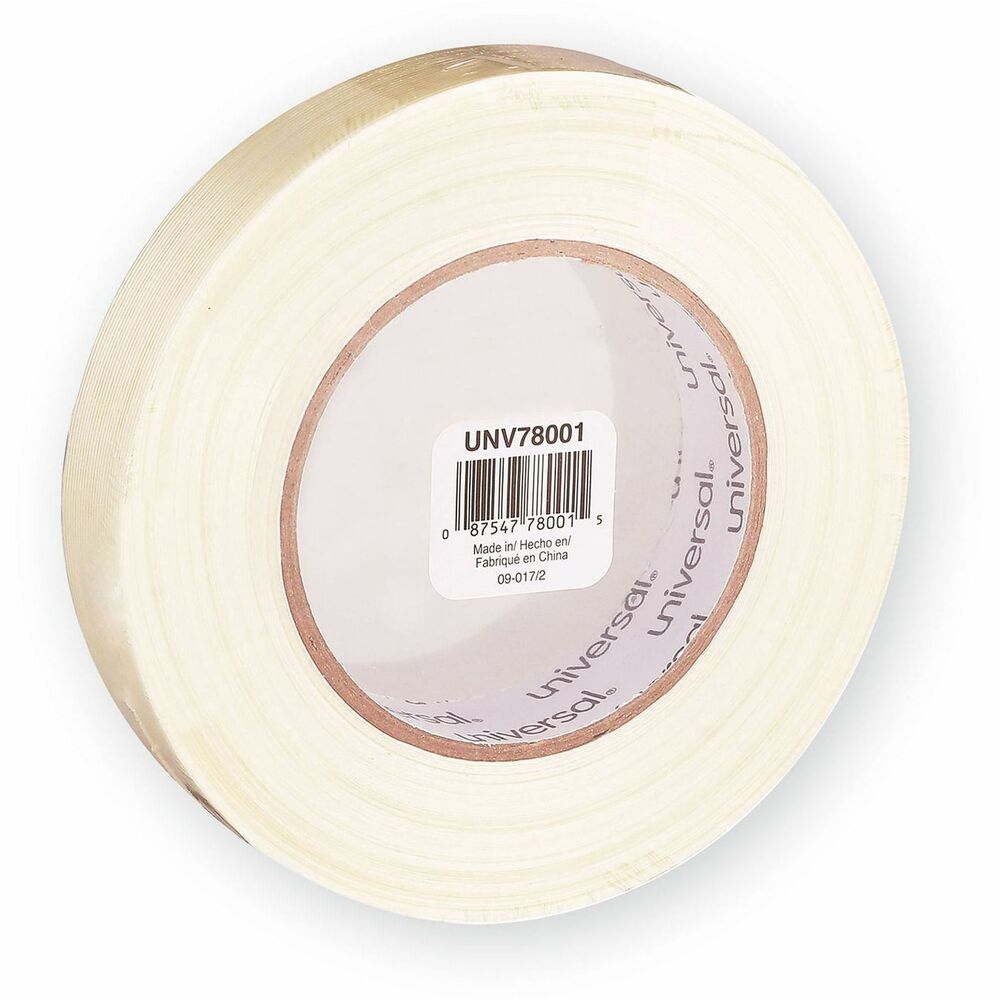 UNV78001 - This medium grade filament tape provides users with a medium strength BOPP film tape with fiberglass reinforcements. Aggressive solventless pressure-sensitive rubber/resin adhesive. Provides excellent adhesion to kraft carton bundling applications. Provides superior strength, making it resistant to tearing and stretching. Perfect for use in packaging, shipping, bundling, strapping and more.