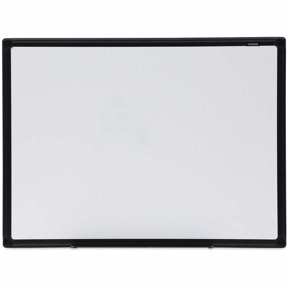 UNV43630 - Modern dry erase board with sleek black, heavy-duty frame. Smooth writing surface that's ideal for personal work areas to help keep schedules and tasks organized. Versatile board with four, rounded corners enables vertical and horizontal mounting with included hardware. Board wipes clean every time wipes clean with cloth, eraser, or dry erase wipes. Dry erase makers and erasers sold separately.