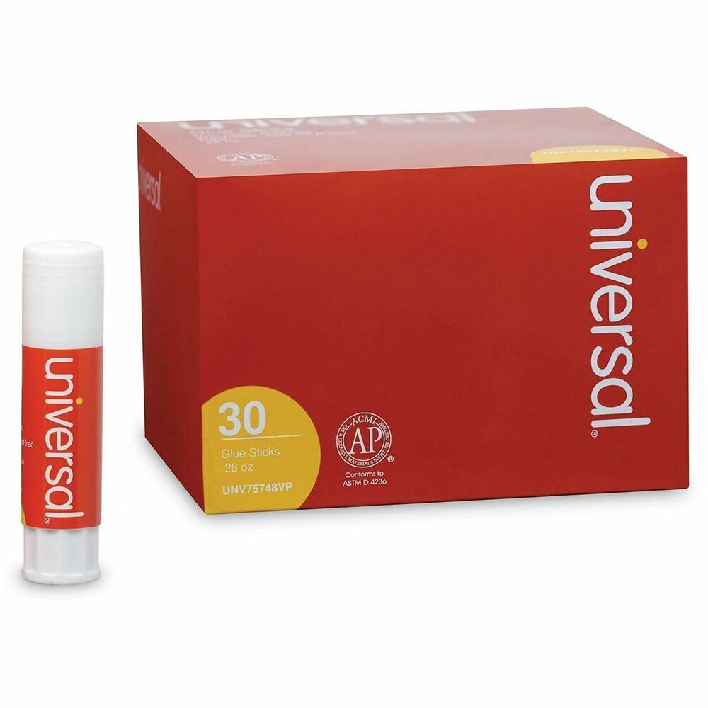 UNV75748VP - Universal Glue Stick is a washable and acid-free glue that comes in a convenient and easy-to-use stick. Great for use on paper, cardboard, photos, and fabric. The solid glue dries clear and wrinkle-free, making it ideal for archival materials. Great for use in schools, day cares, and craft projects. Less mess than liquid glue and washes easily off hands and clothes.