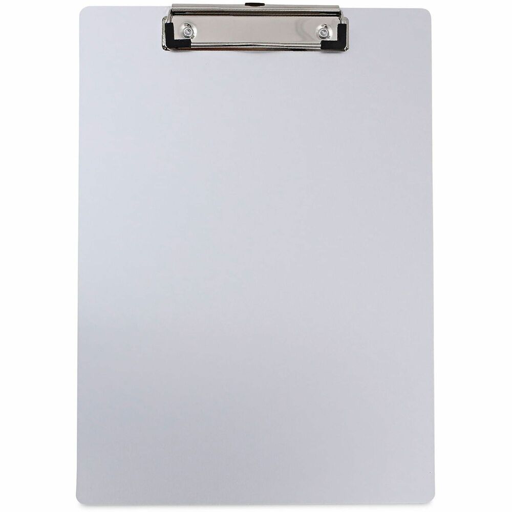 UNV40301 - Heavy-duty, aluminum clipboard features a smooth writing surface with rounded corners and edges that's ideal for transport. The low-profile safety clip securely holds papers in place and eliminates the possibility of accidental openings. Built with a slim design clip that makes the clipboard easier to store in briefcases, file cabinets, laptop bags, and more. Sized to accommodate standard, letter-sized documents.