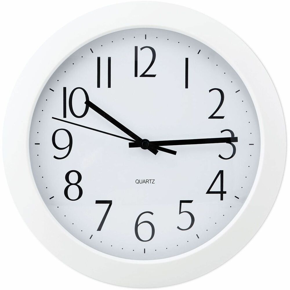 UNV10461 - Modern, simple, large, round clock provides a clear reading every time, even from a distance. The silent sweep movement eliminates distracting ticking sounds. Sleek frame with large, black, easy-to-read numerals. Crystal clear, plastic face is extremely durable and shatter resistant. Features hour, minute, and second hands for precise reading. Uses 1 AA battery (sold separately).