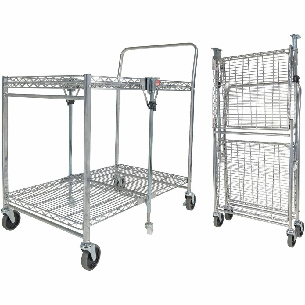 BOSBSACLGCR - Utility cart features a heavy-duty, chrome-plated construction with a maximum capacity of 500 lb. to handle any commercial storage applications. Dual shelves provide more than 1,300 square inches of storage space. Foldable design folds and unfolds in seconds with secure safety locks for space-saving storage. Swivel, nonmarring caster wheels provide skid-free maneuverability. Two of the wheels are lockable to prevent movement. Utility cart is perfect for retail stores, offices, garages, hospitals and more.