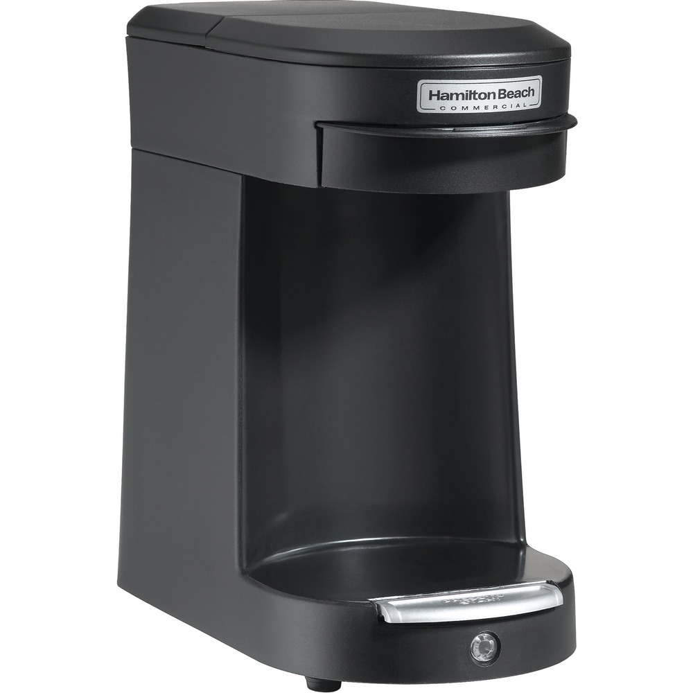 CFPCOFFMK1HB - Enjoy coffee the way you need it - fast and delicious - with the Hamilton Beach Commercial Single-serve Pod Hospitality Coffee Maker. It combines the convenience of a single-cup coffeemaker with the no-mess ease of coffee pods and excellent coffee extraction. Place pod in basket, fill with water, press to start and enjoy. Coffeemaker brews an 8 oz. cup in less than 3 minutes. Permanent brew basket is easy to remove, rinse and insert back in place. Front-loading design minimizes touching to improve sanitation. Individually wrapped pod holders (sold separately) offer a fresh way to make the coffee or tea you prefer every time. Red indicator light illuminates during brew cycle. Coffeemaker shuts off automatically when brew cycle is complete to save energy and provide peace of mind. It also features an efficient 500-watt heater.