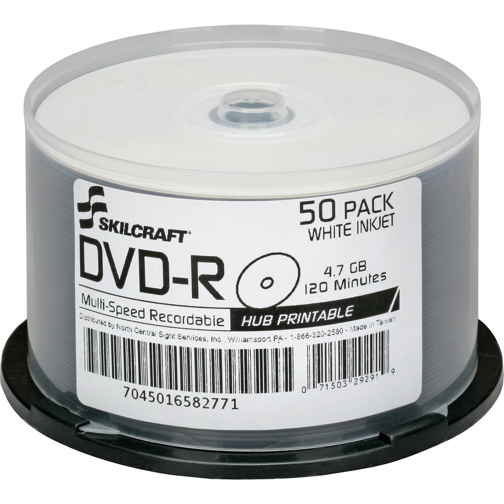 NSN6582771 - Inkjet-printable, 16X DVD-R discs allow you to print directly on the disc's surface for quick, easy labeling. Write-once format is perfect for video archiving, images or large amounts of data. White matte surface delivers excellent print quality for professional-quality results. 4.7GB discs are compatible with most leading inkjet printers (sold separately).
